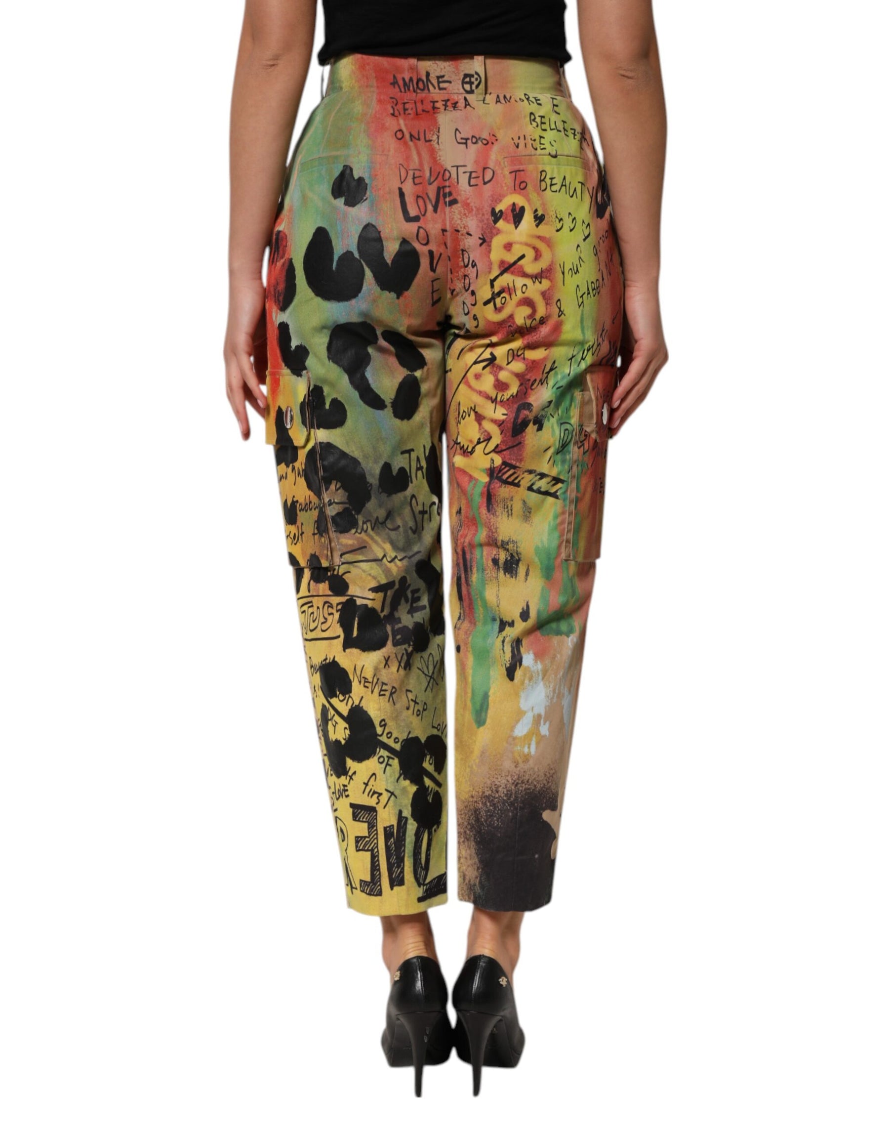 Dolce & Gabbana Multicolor High Waist Cargo Trouser Pants | Regal Royce