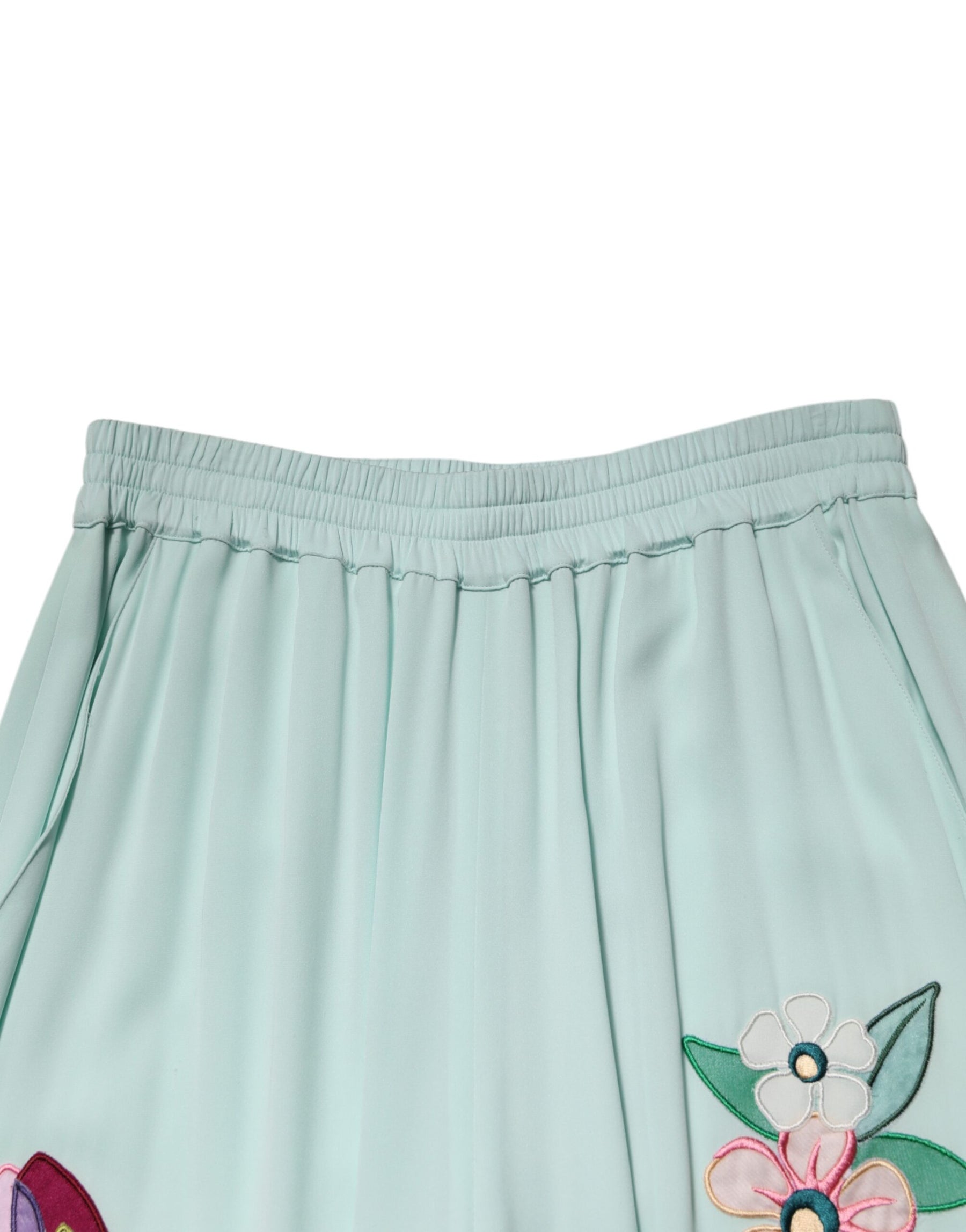 Dolce & Gabbana Green Floral Garterized Straight Pajama Pants | Regal Royce