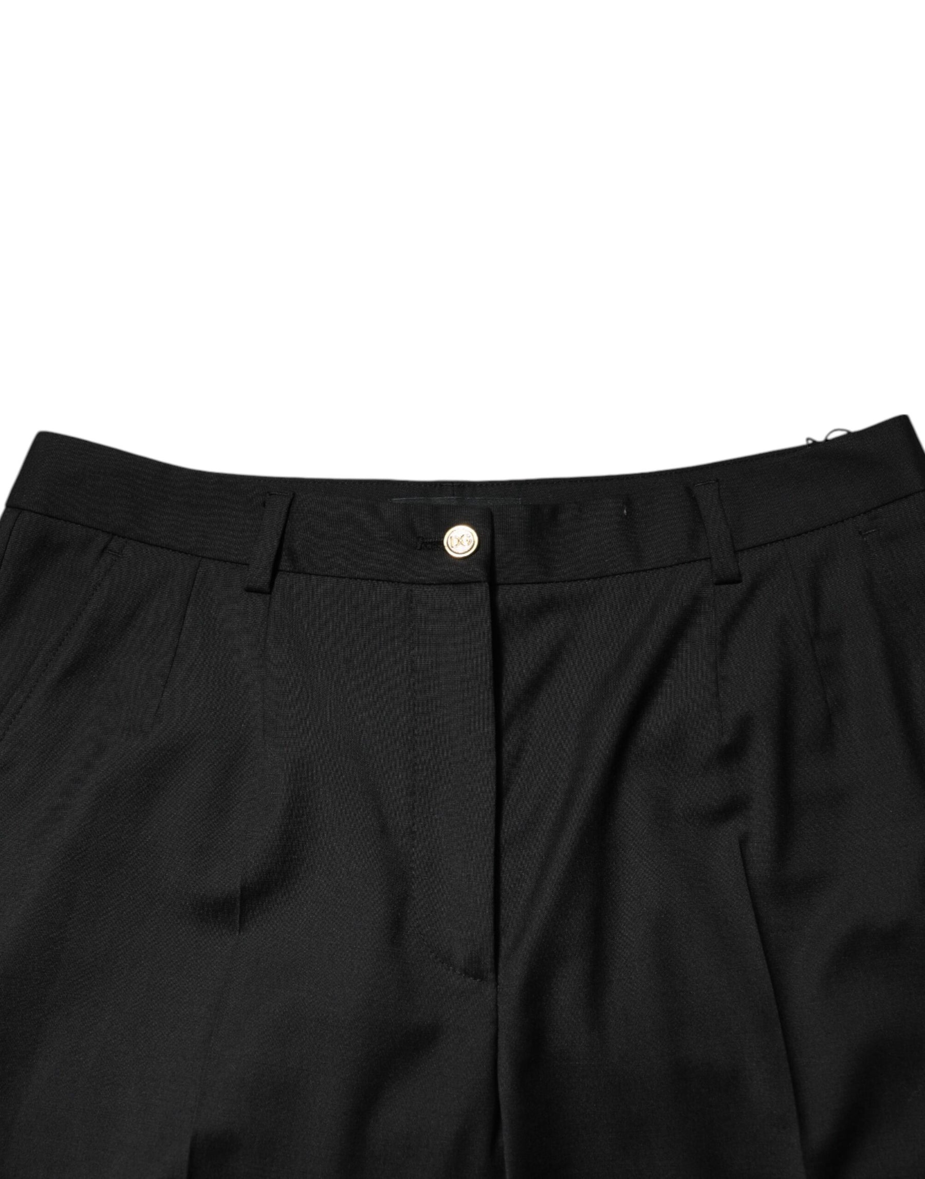 Dolce & Gabbana Black Polyester Tapered Women Trouser Pants | Regal Royce