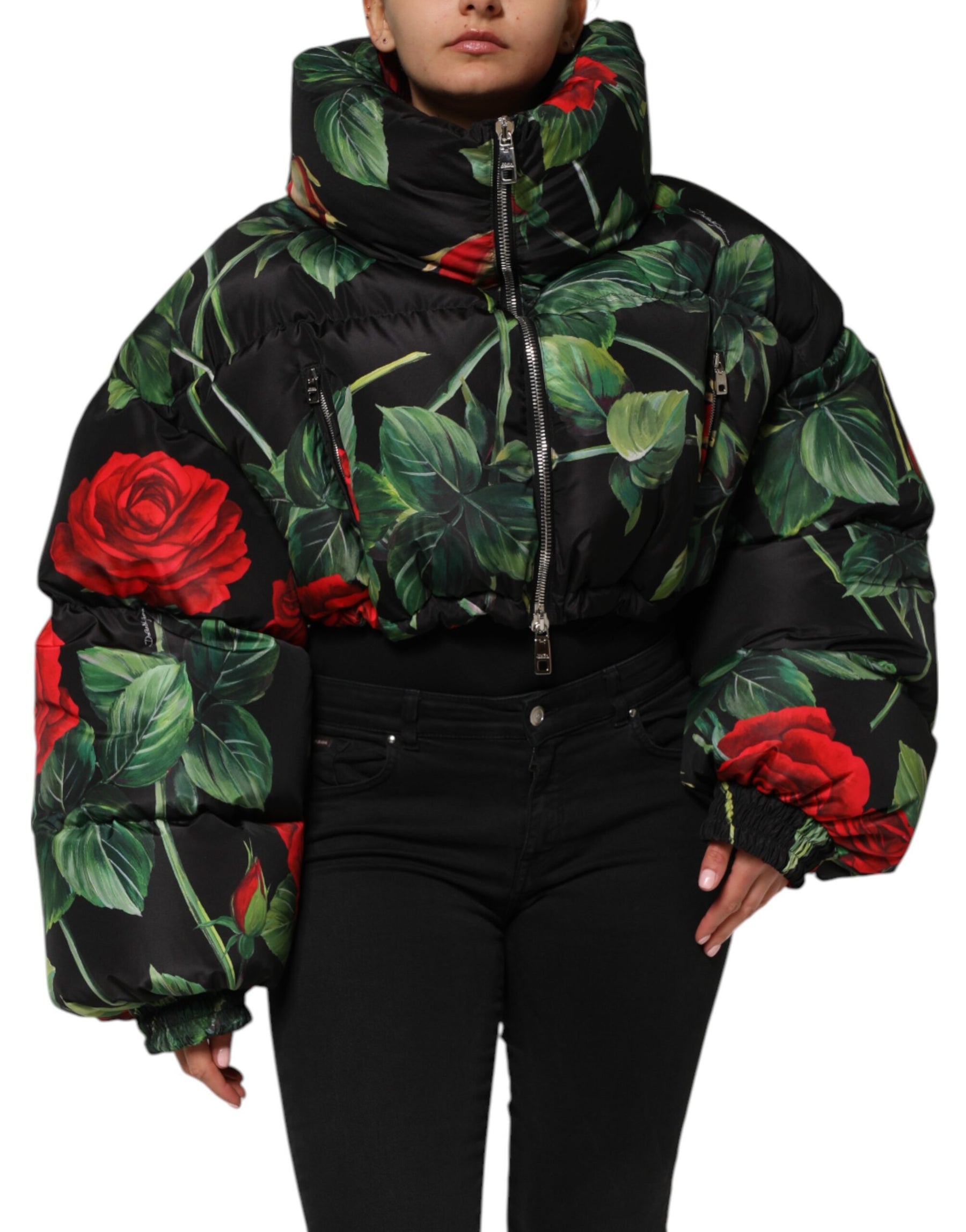 Dolce & Gabbana Multicolor Floral Puffer Coat Full Zip Jacket | Regal Royce