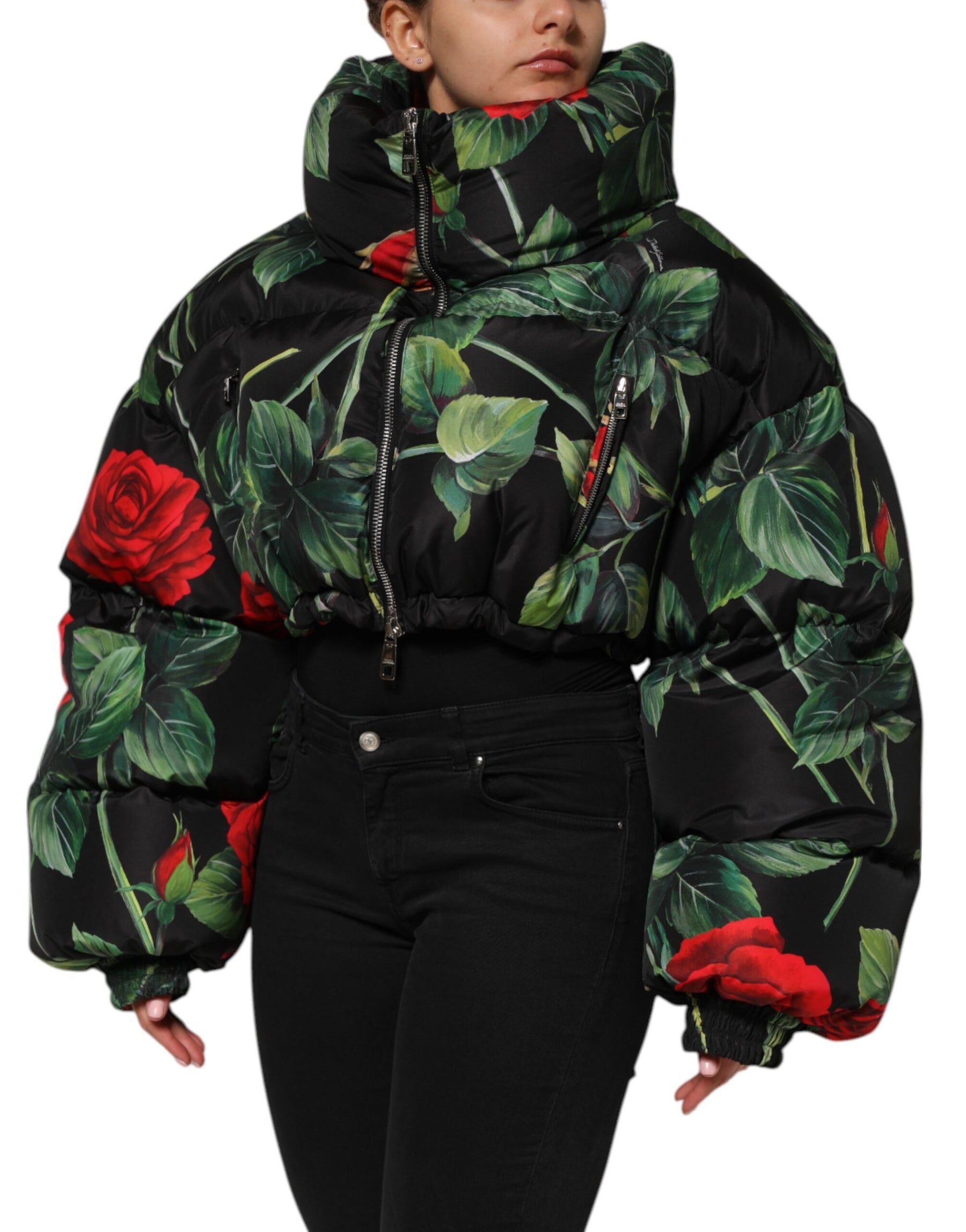 Dolce & Gabbana Multicolor Floral Puffer Coat Full Zip Jacket | Regal Royce