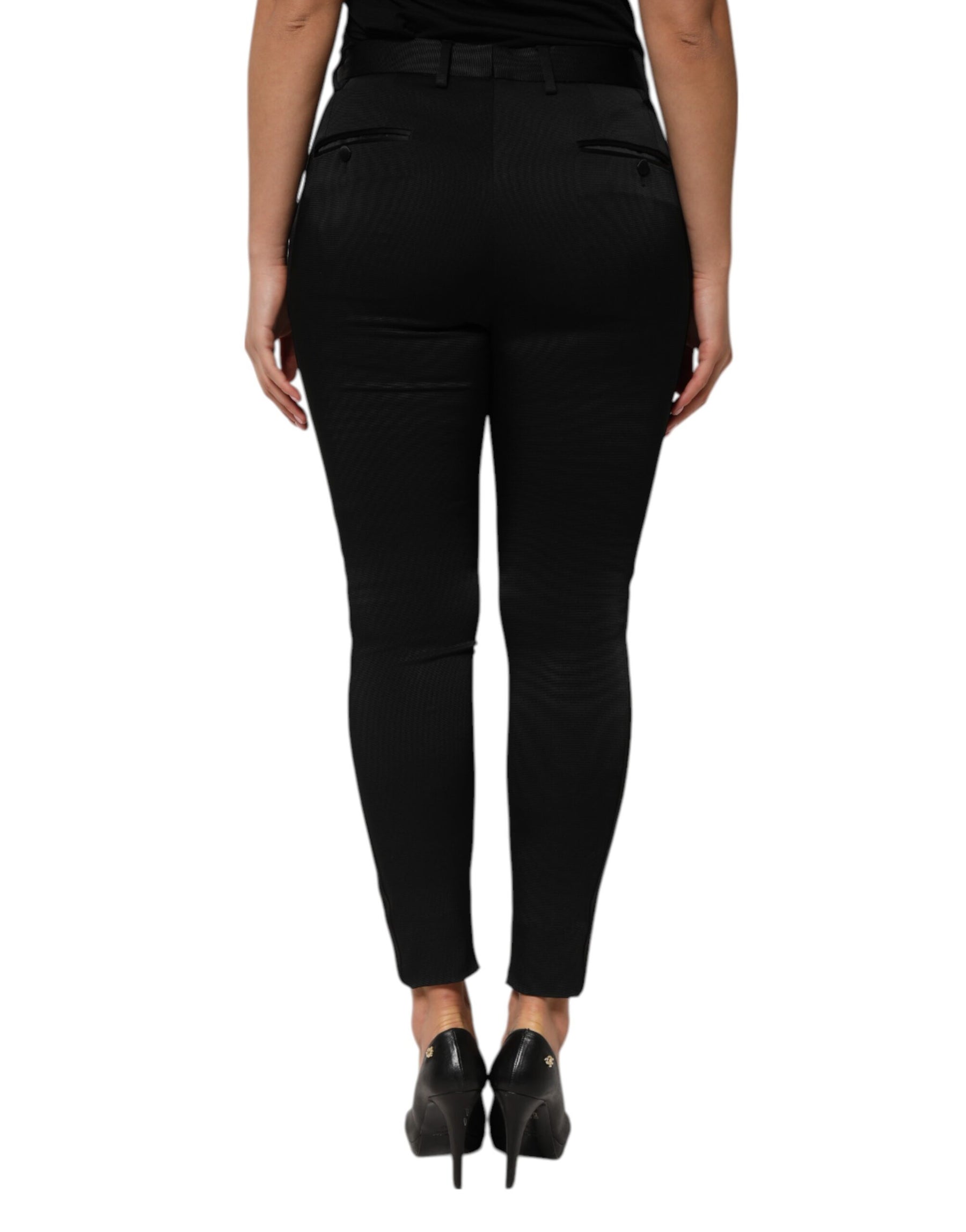 Dolce & Gabbana Black Acetate HighWaist Tapered Trouser Pants | Regal Royce