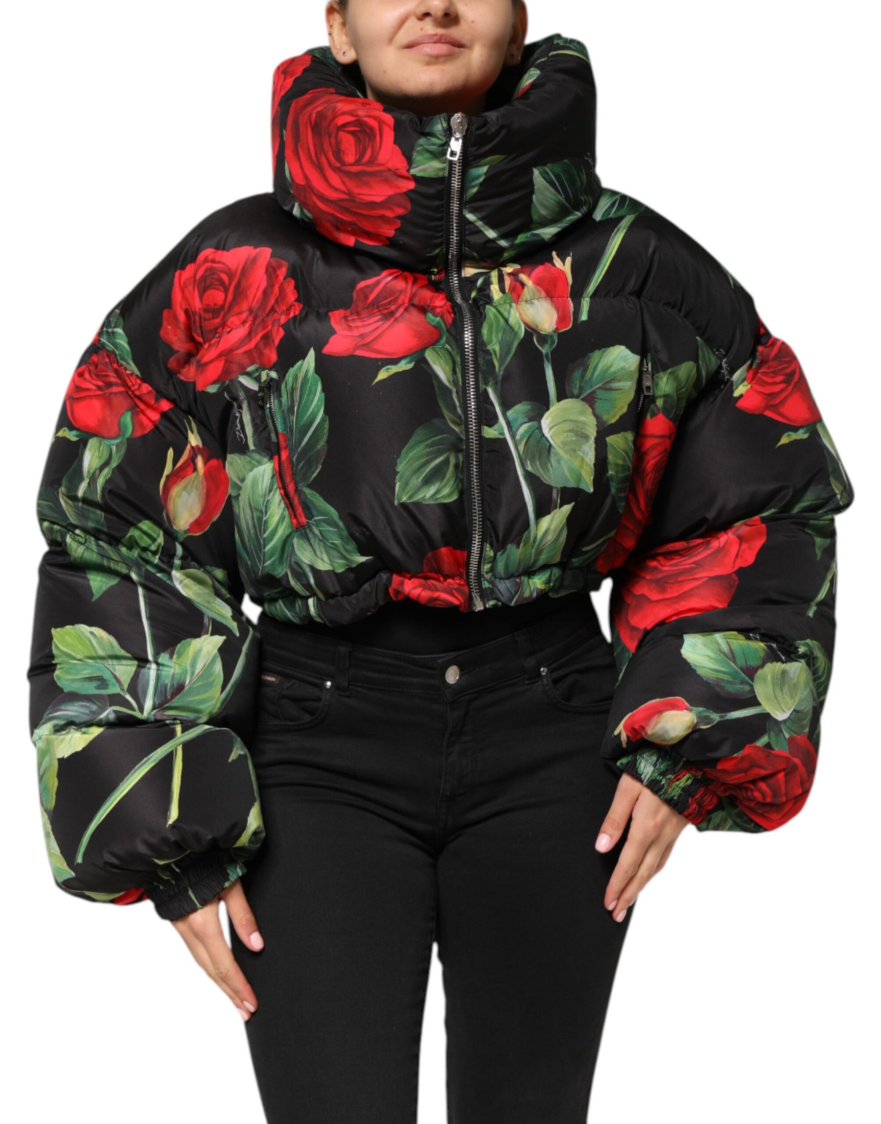 Dolce & Gabbana Multicolor Floral Puffer Coat Full Zip Jacket | Regal Royce