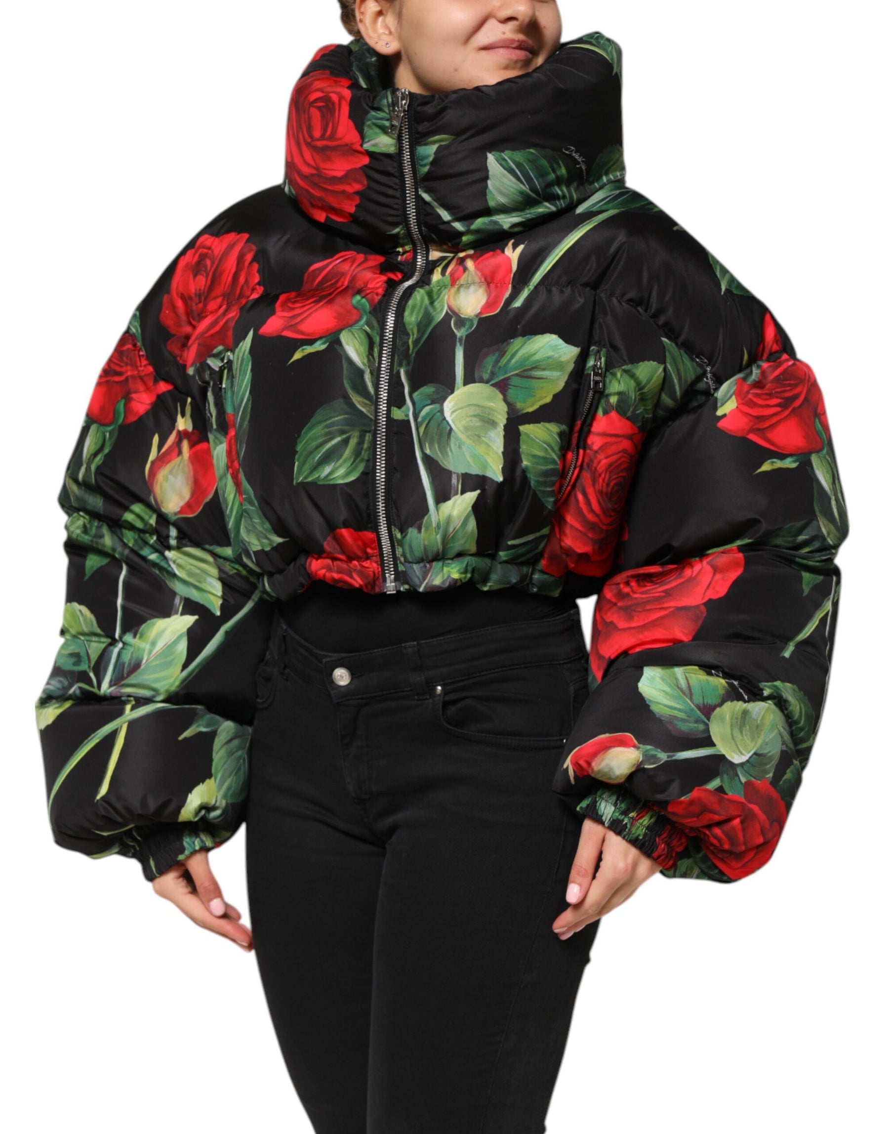 Dolce & Gabbana Multicolor Floral Puffer Coat Full Zip Jacket | Regal Royce
