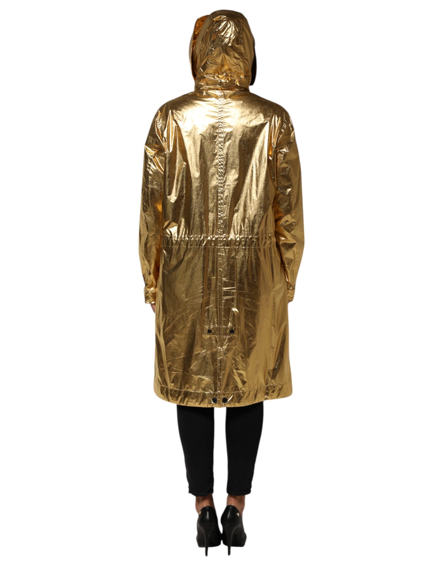 Dolce & Gabbana Gold Hooded Long Sleeves Trench Coat Jacket | Regal Royce