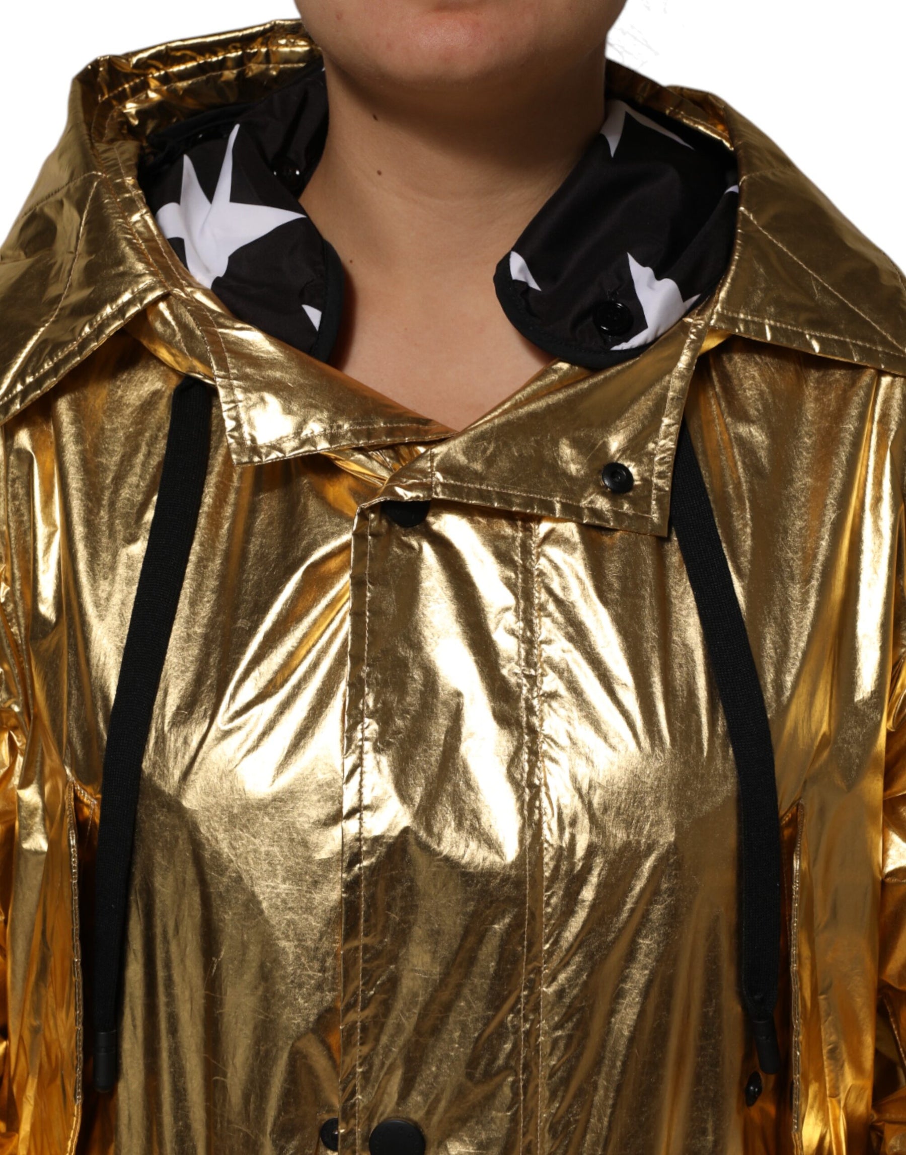 Dolce & Gabbana Gold Hooded Long Sleeves Trench Coat Jacket | Regal Royce