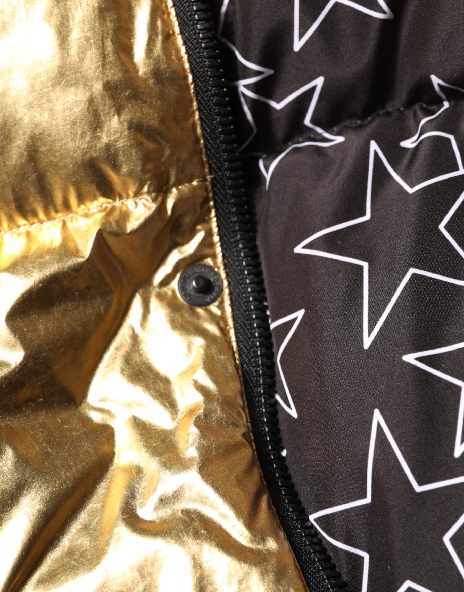 Dolce & Gabbana Gold Hooded Puffer Quilted Full Zip Jacket | Regal Royce