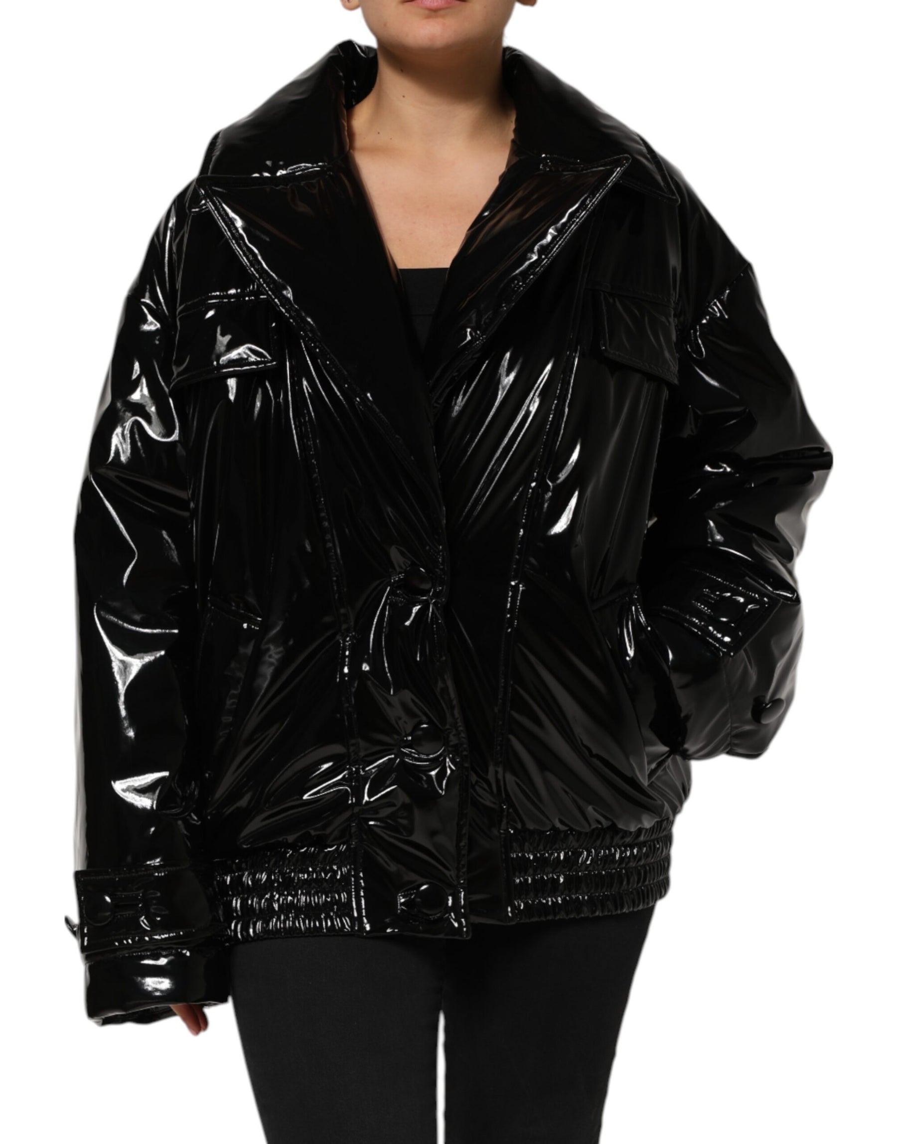 Dolce & Gabbana Polyester Black Quilted Puffer Coat  Jacket | Regal Royce