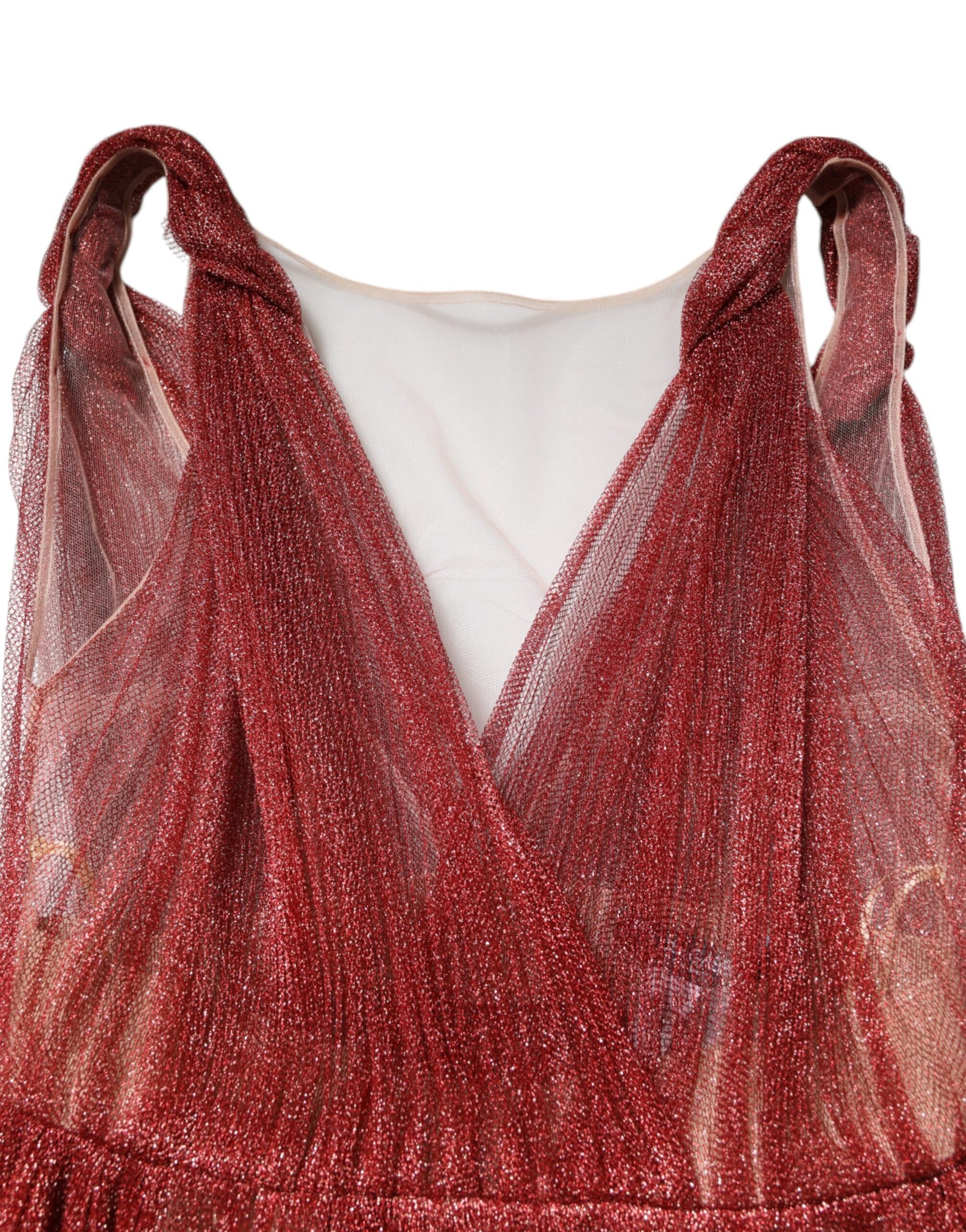 Dolce & Gabbana Burgundy Mesh Sleeveless Midi A-line Dress | Regal Royce