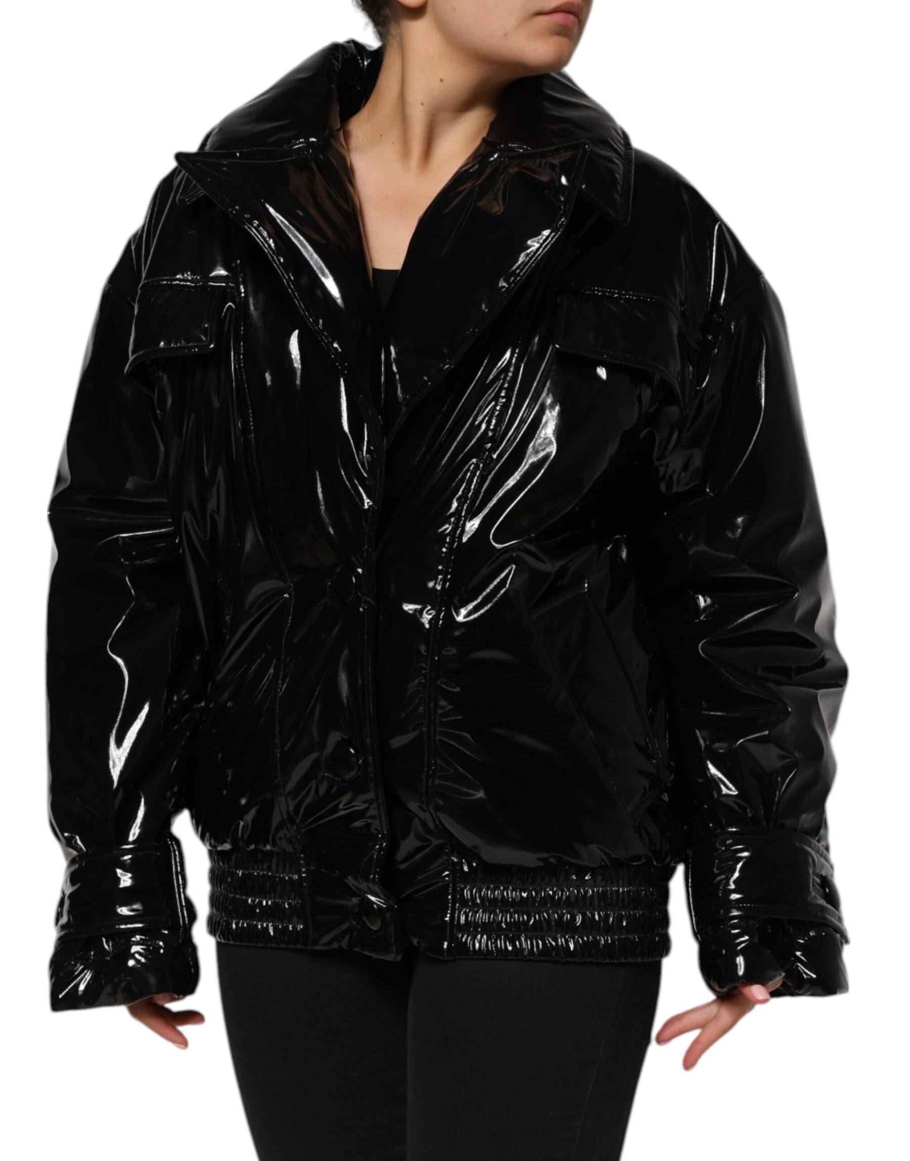 Dolce & Gabbana Black Polyester Quilted Puffer Coat Jacket | Regal Royce