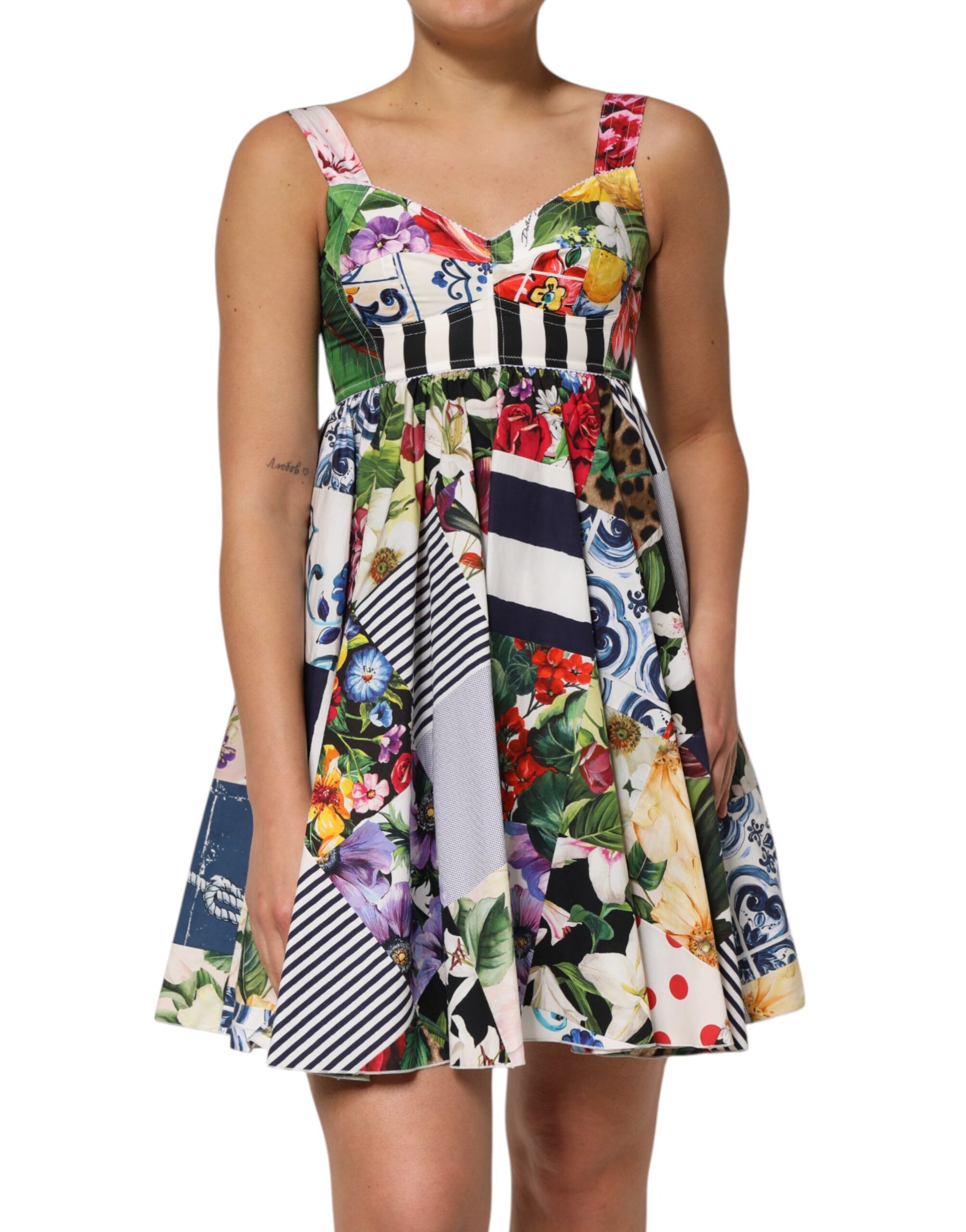 Dolce & Gabbana Multicolor Patchwork Cotton AlineMini Dress | Regal Royce