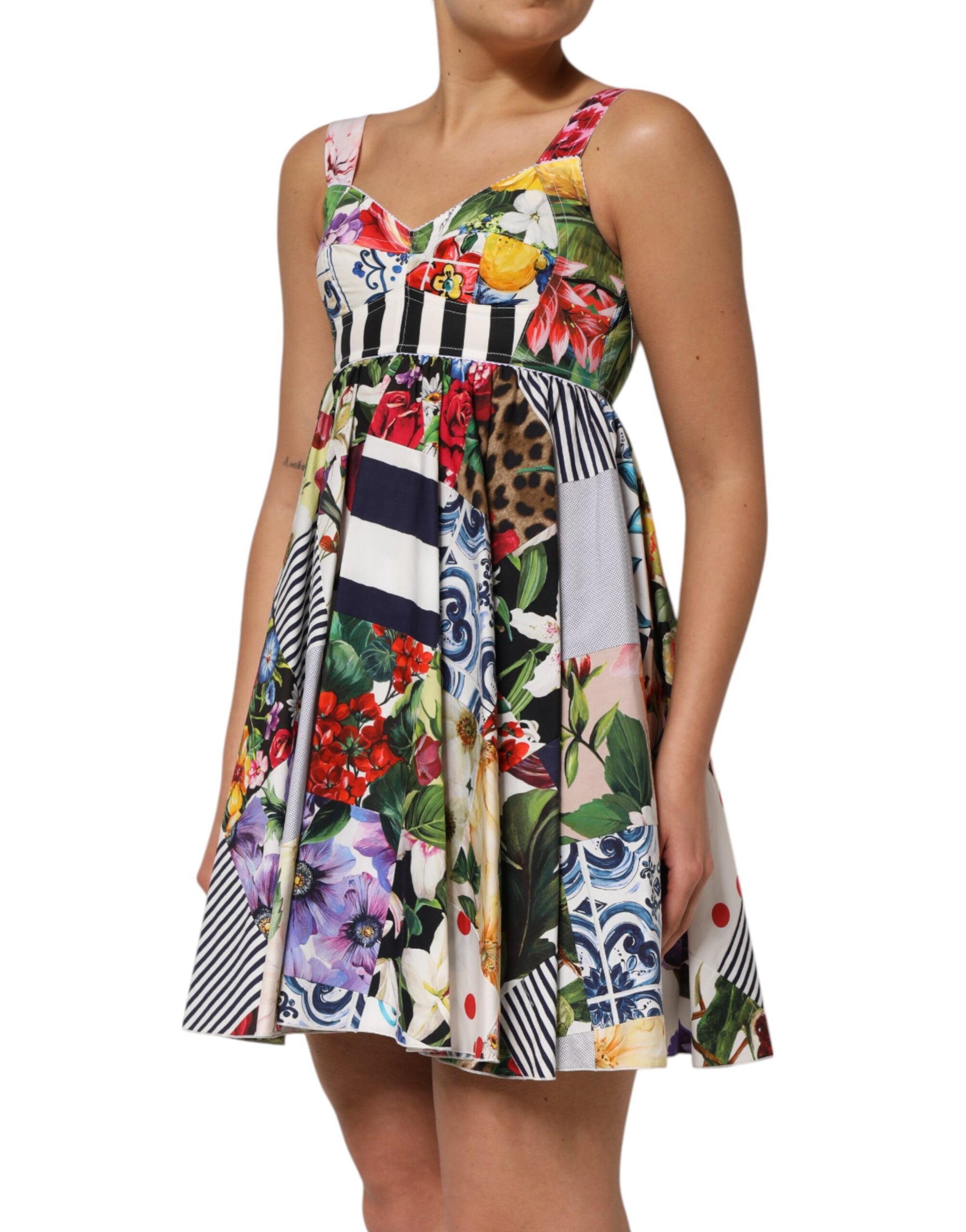 Dolce & Gabbana Multicolor Patchwork Cotton AlineMini Dress | Regal Royce