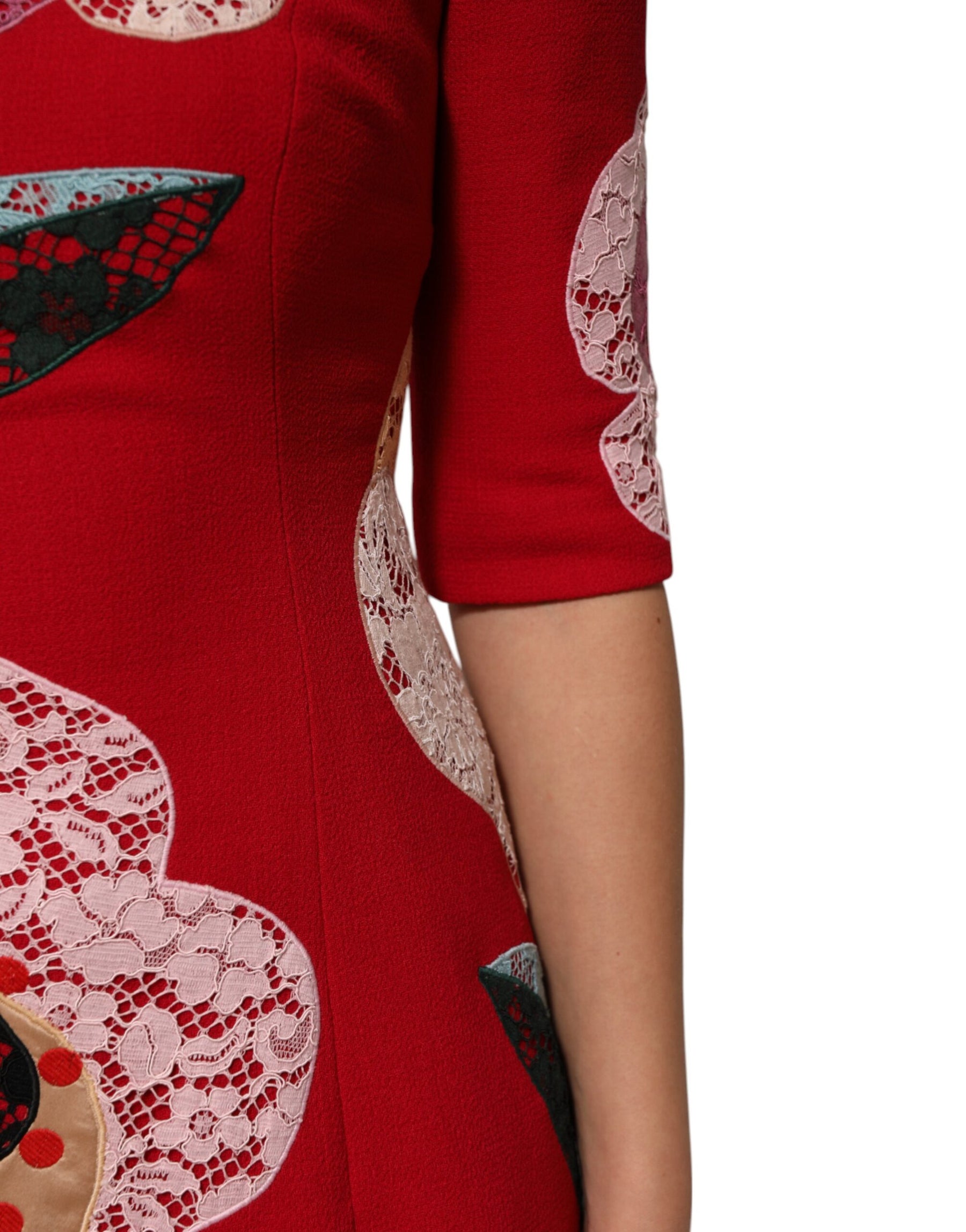 Dolce & Gabbana Red Lace Floral Applique A-line Mini Dress | Regal Royce