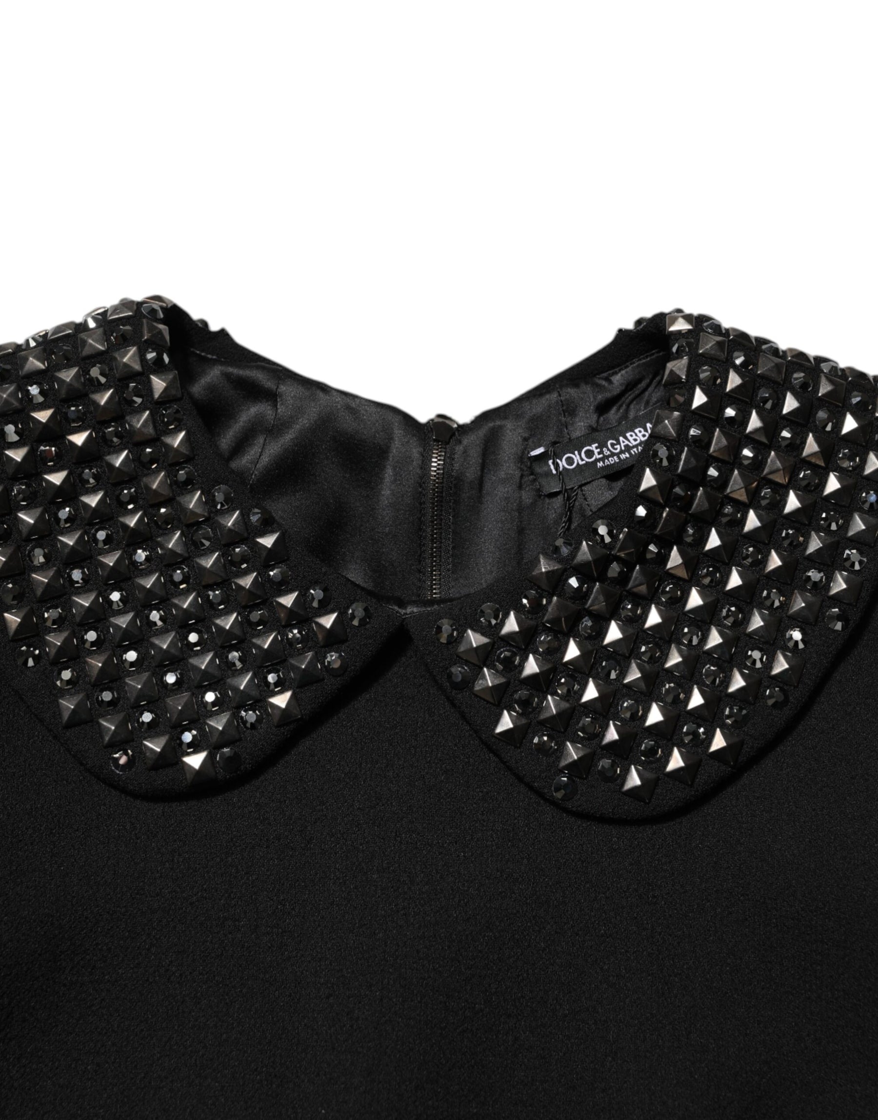 Dolce & Gabbana Black Crystal Embellished Collared Mini Dress | Regal Royce