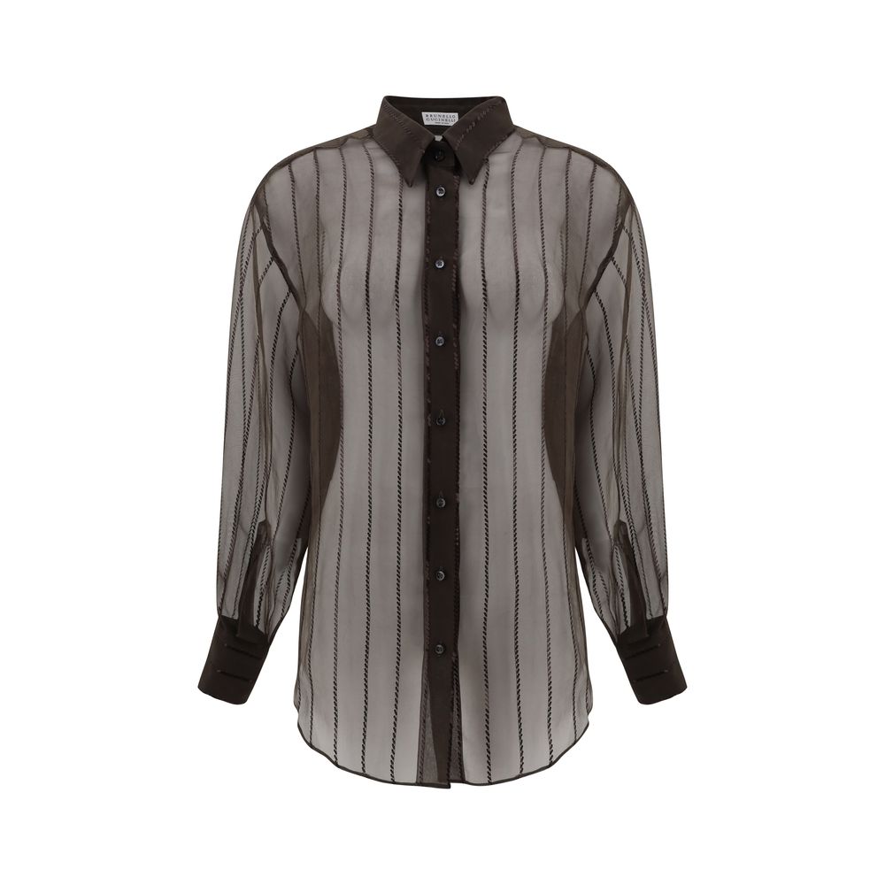 Brunello Cucinelli Brown Silk Blouse