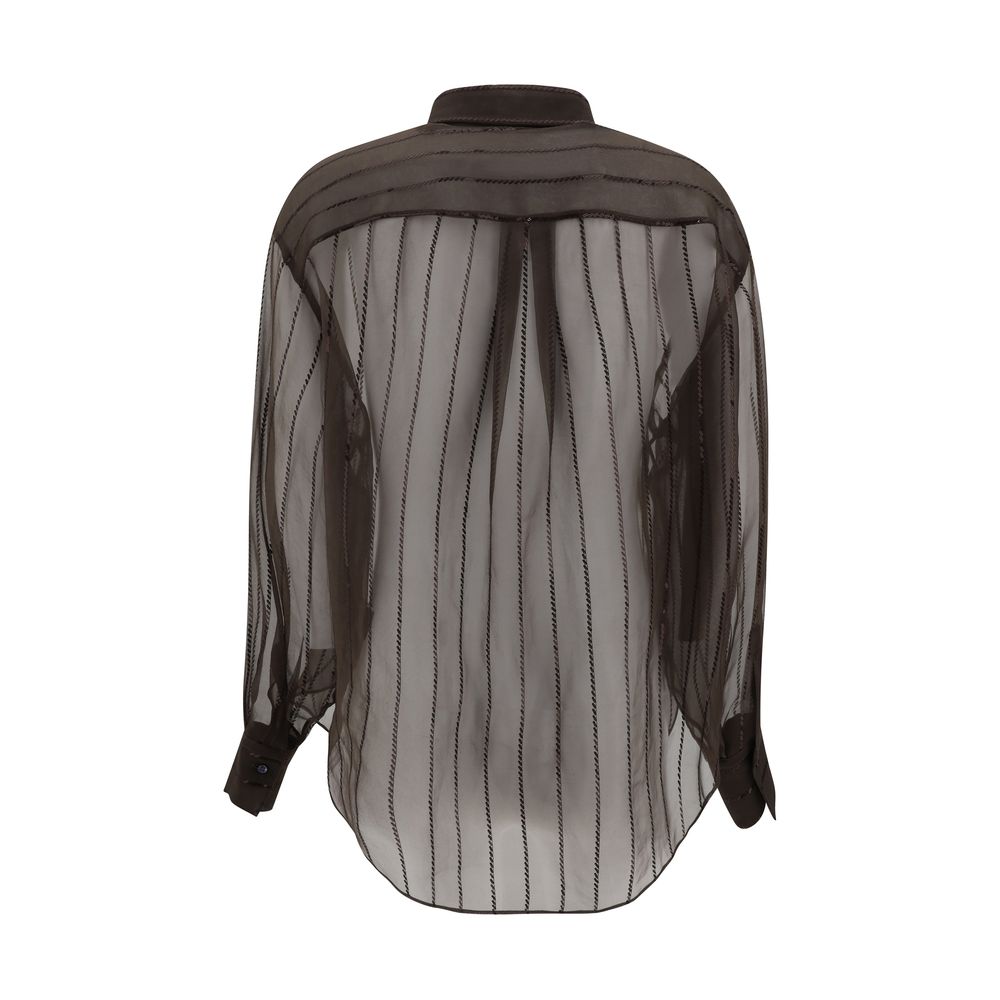 Brunello Cucinelli Brown Silk Blouse | Regal Royce