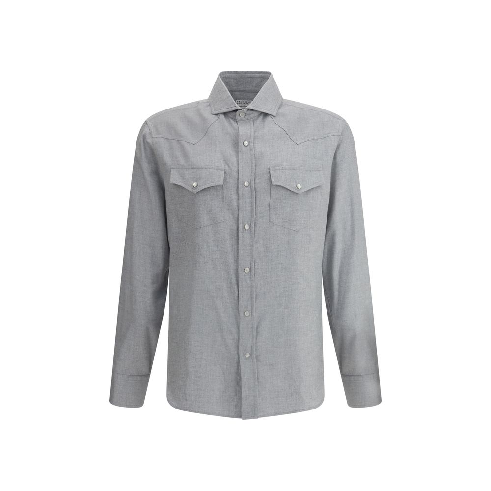 Brunello Cucinelli Gray Cotton Pattern Shirt | Regal Royce