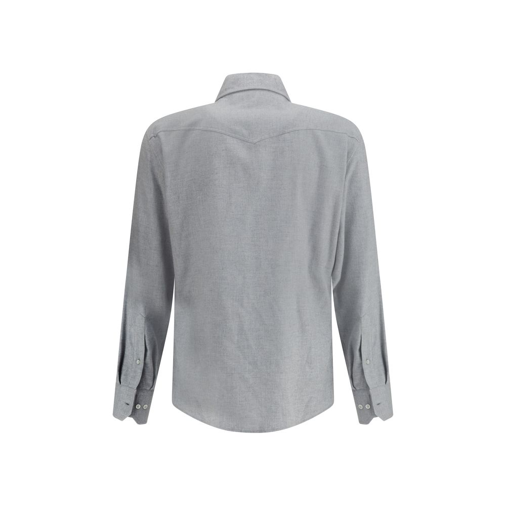 Brunello Cucinelli Gray Cotton Pattern Shirt | Regal Royce