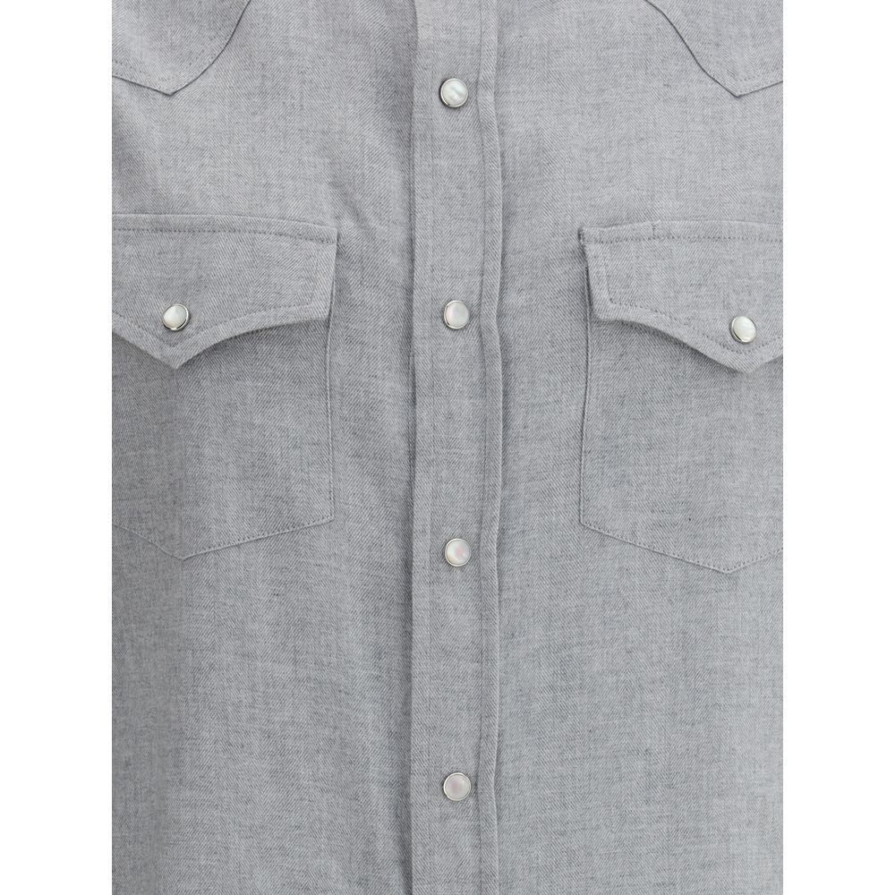 Brunello Cucinelli Gray Cotton Pattern Shirt | Regal Royce
