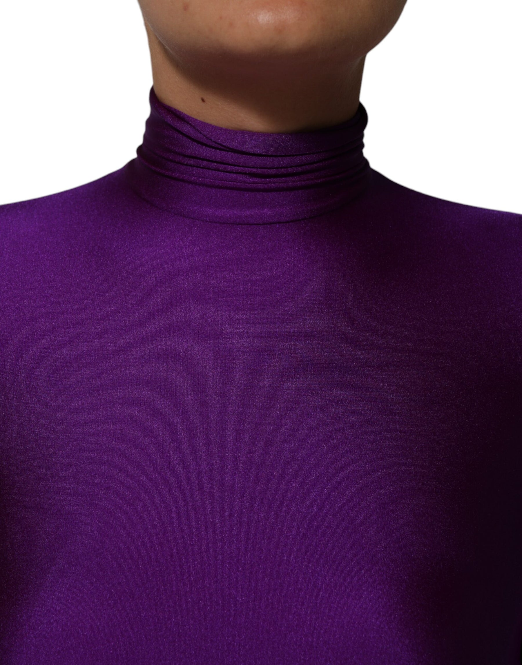 Dolce & Gabbana Purple Nylon Turtleneck Bodycon Jumpsuit Dress | Regal Royce