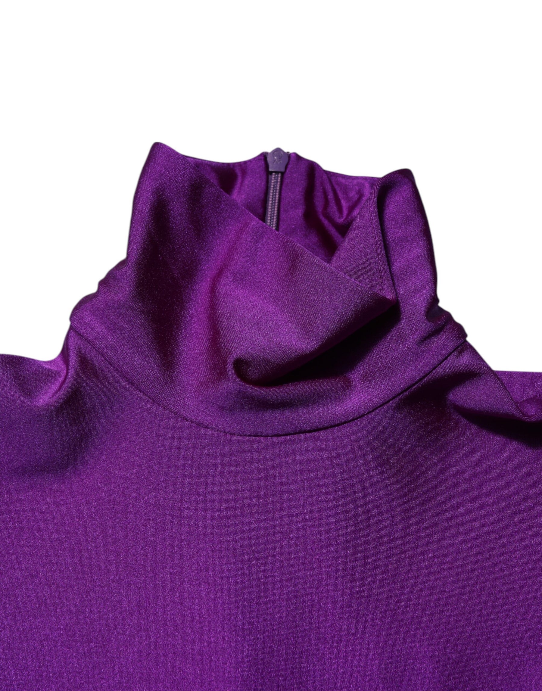 Dolce & Gabbana Purple Nylon Turtleneck Bodycon Jumpsuit Dress | Regal Royce