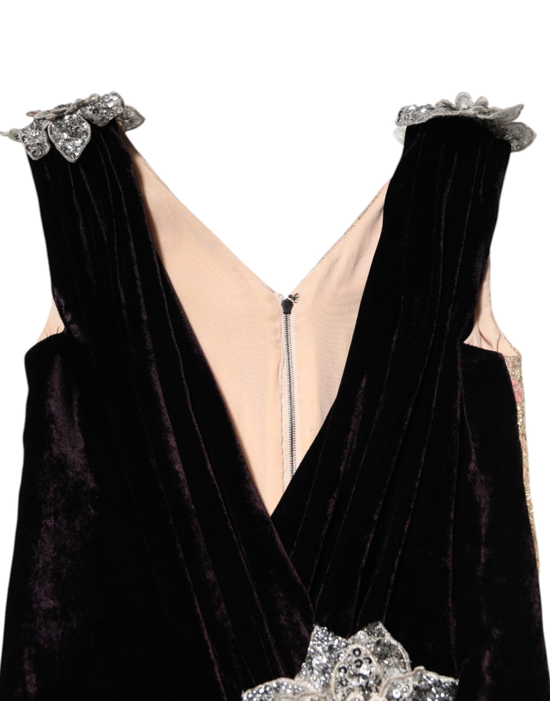 Dolce & Gabbana Black Velvet Flower Embellishment Aline Dress | Regal Royce