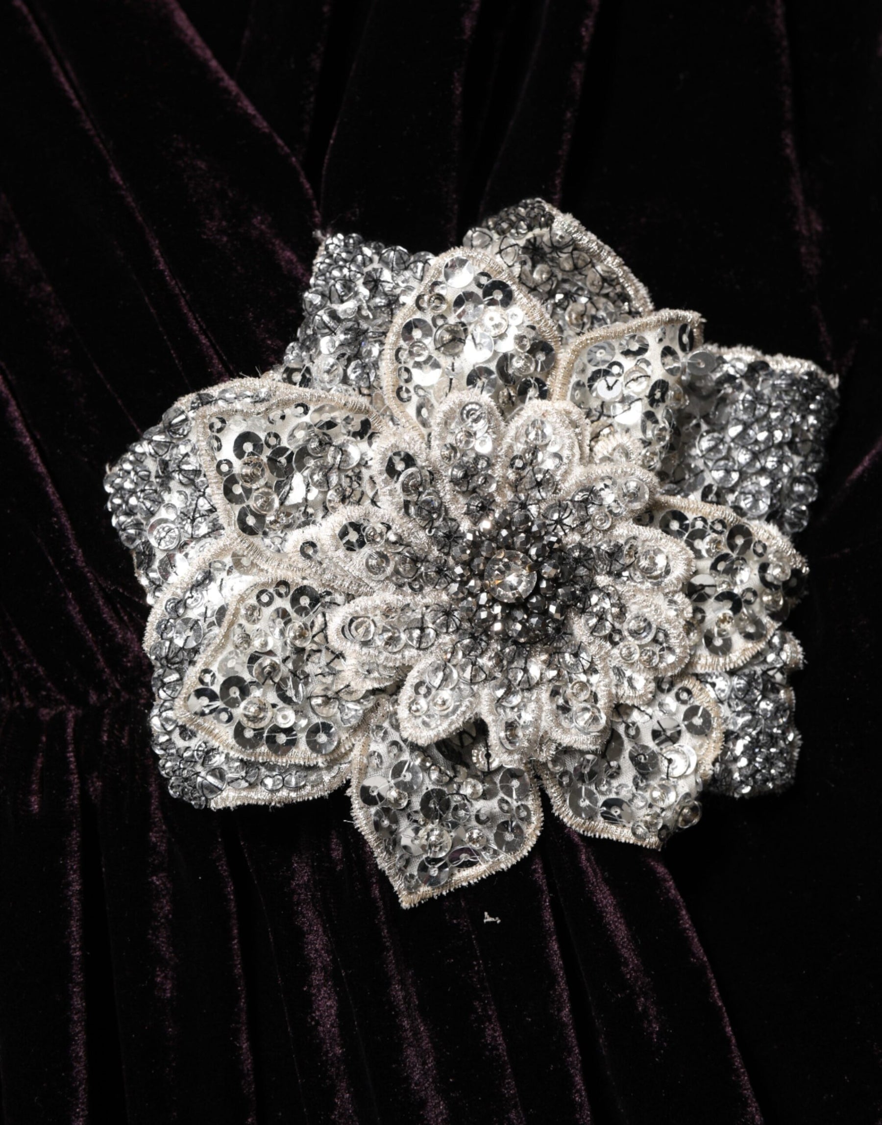 Dolce & Gabbana Black Velvet Flower Embellishment Aline Dress | Regal Royce