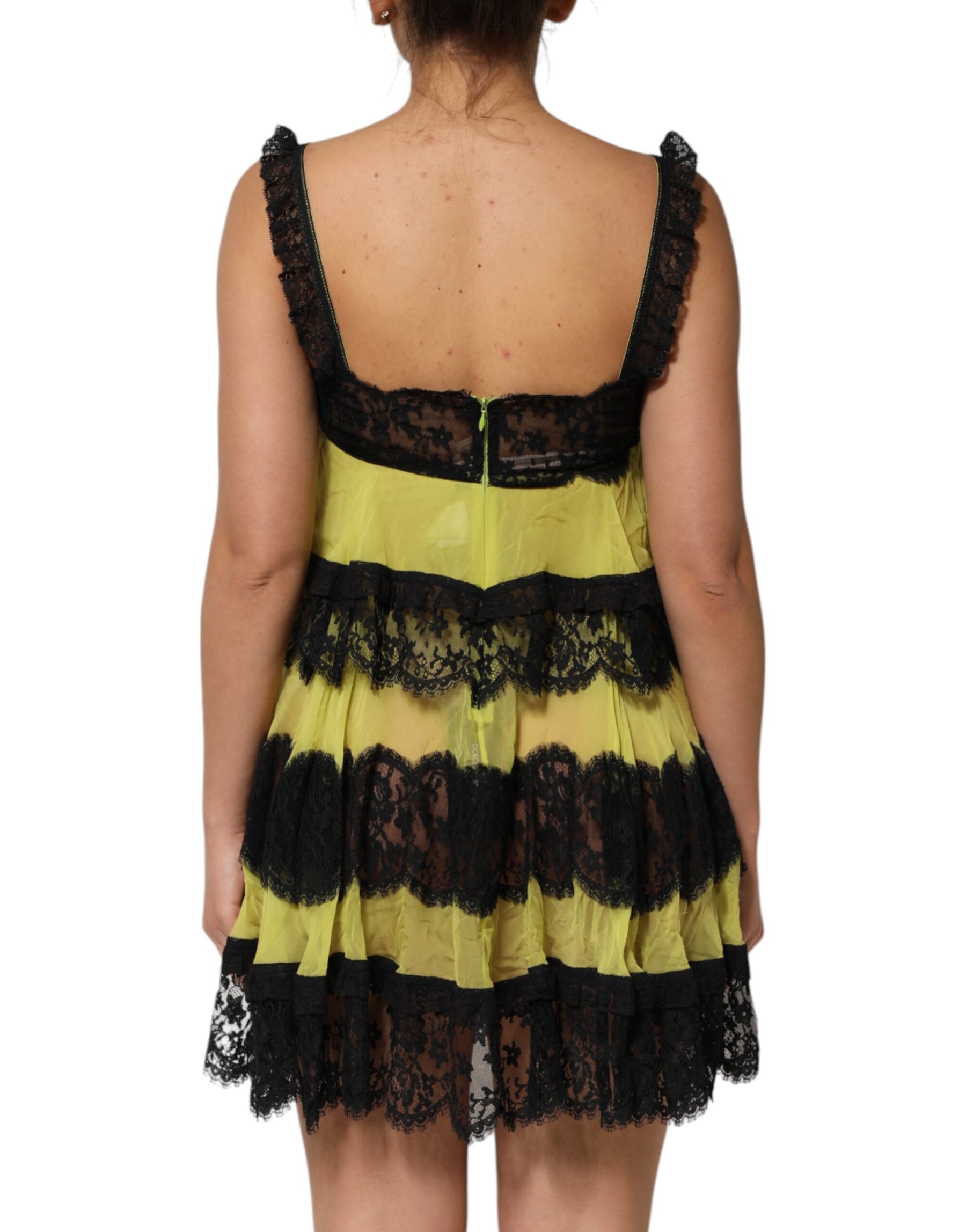 Dolce & Gabbana Yellow Black Babydoll Chemise Lingerie Dress | Regal Royce