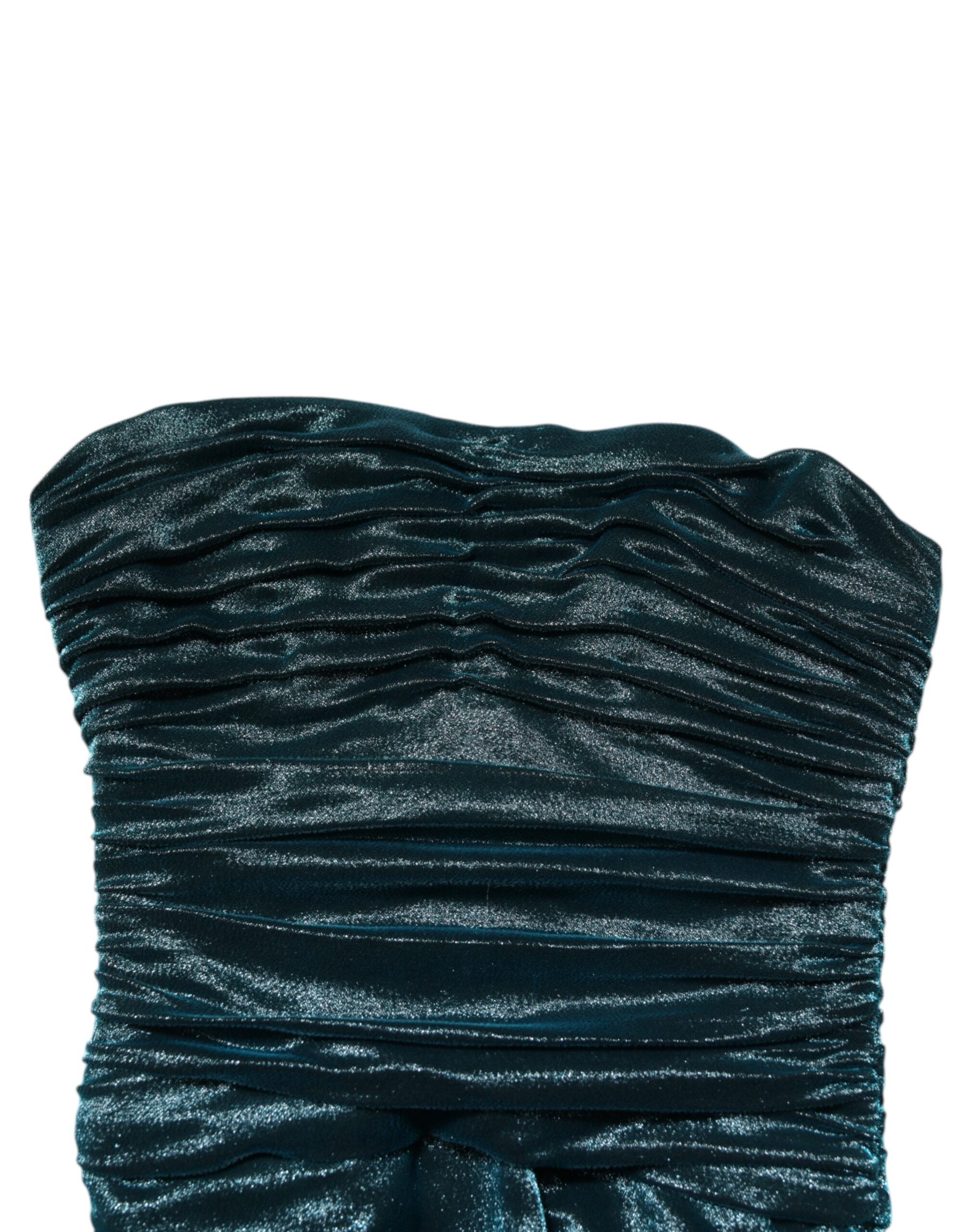 Dolce & Gabbana Green Silk Satin Fitted Strapless Dress | Regal Royce