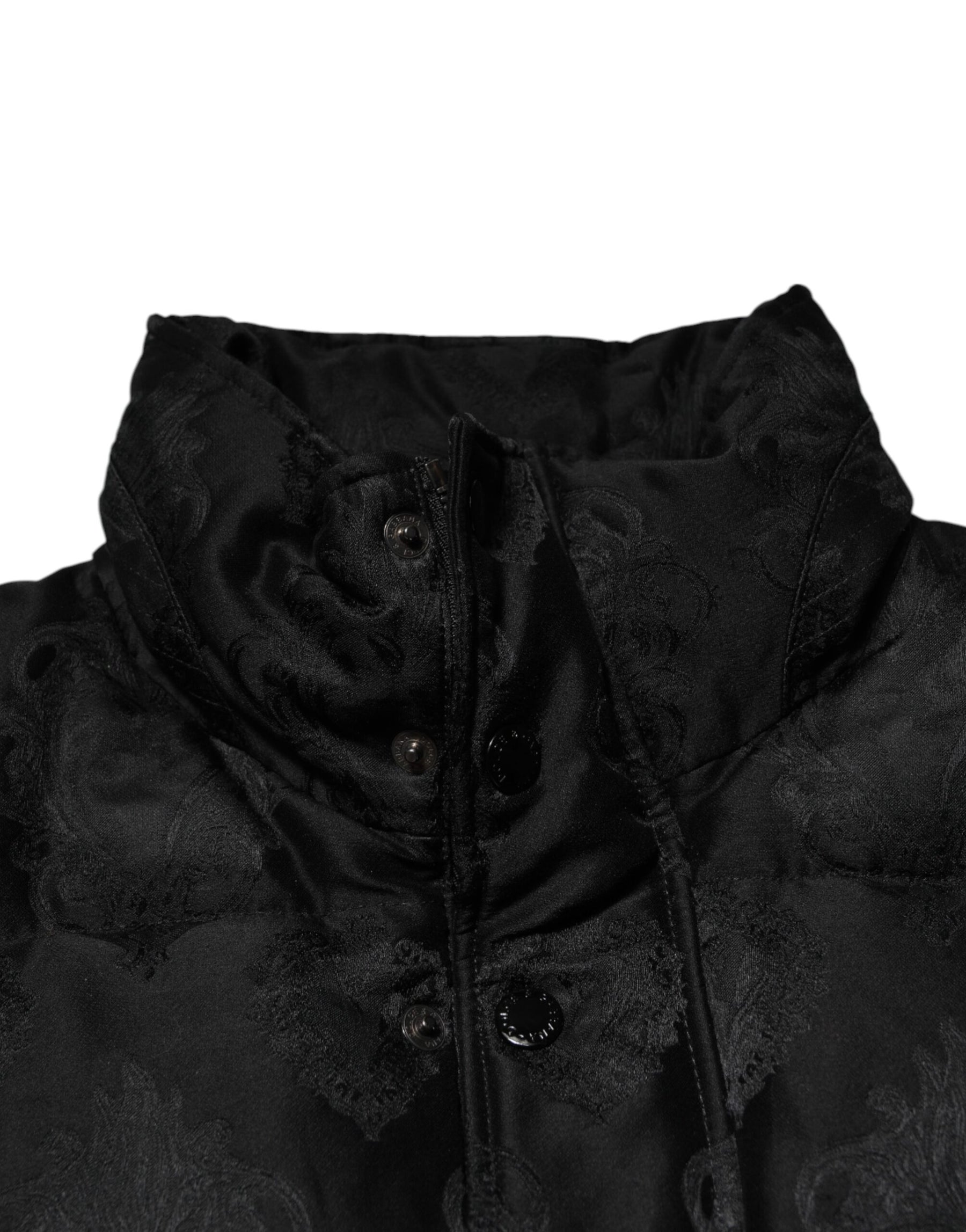 Dolce & Gabbana Black Jacquard Quilted Puffer Bomber Jacket | Regal Royce