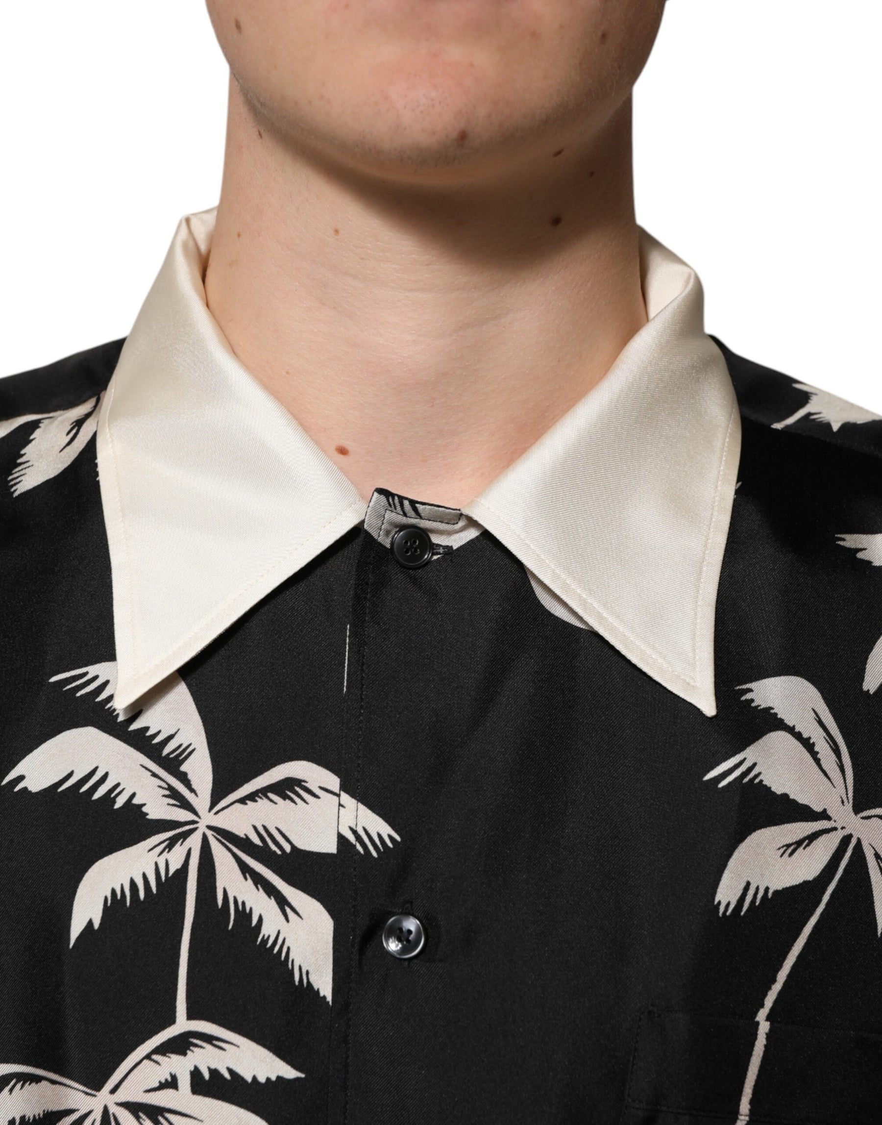 Dolce & Gabbana Black Printed Silk Short Sleeves Casual Shirt | Regal Royce
