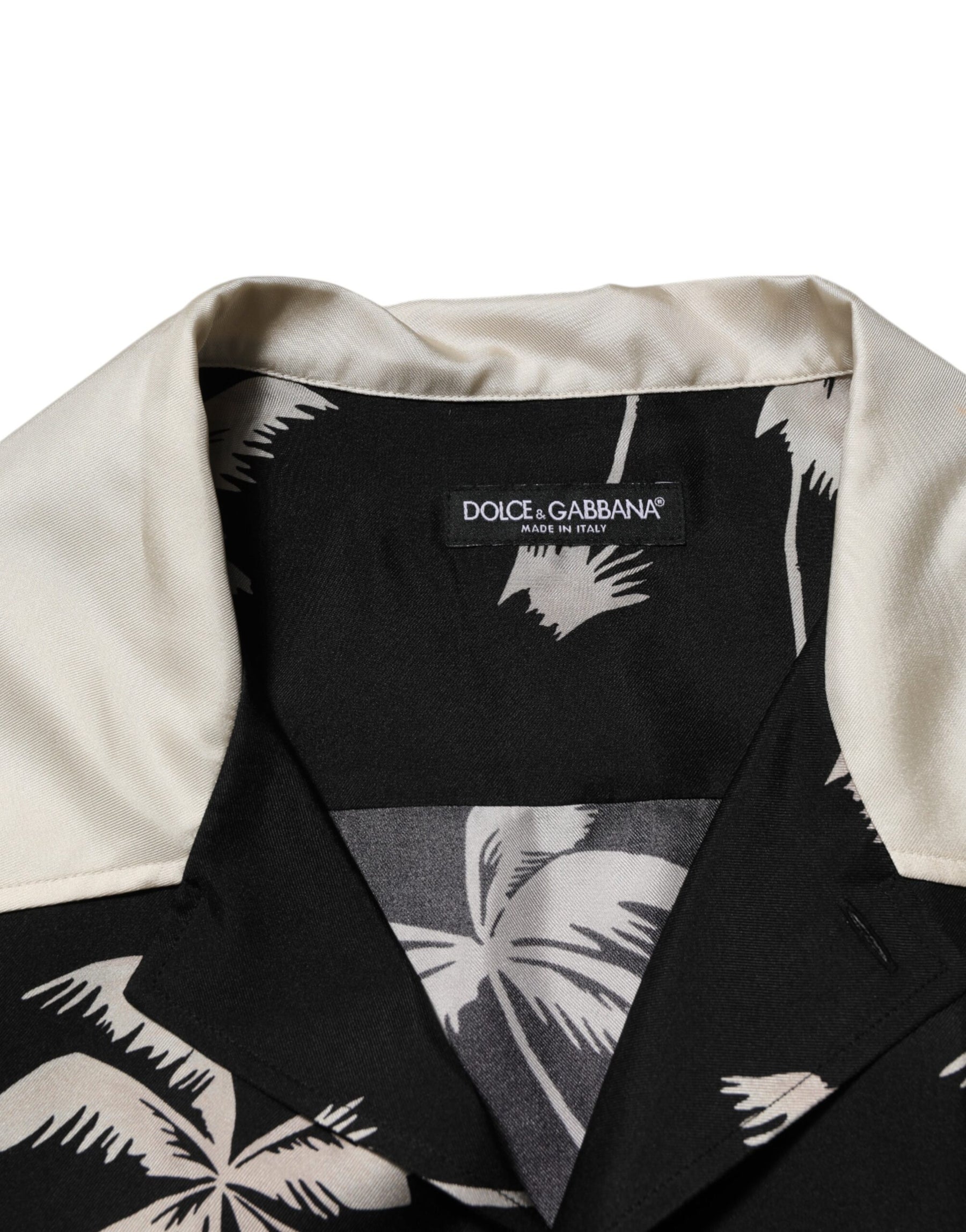 Dolce & Gabbana Black Printed Silk Short Sleeves Casual Shirt | Regal Royce
