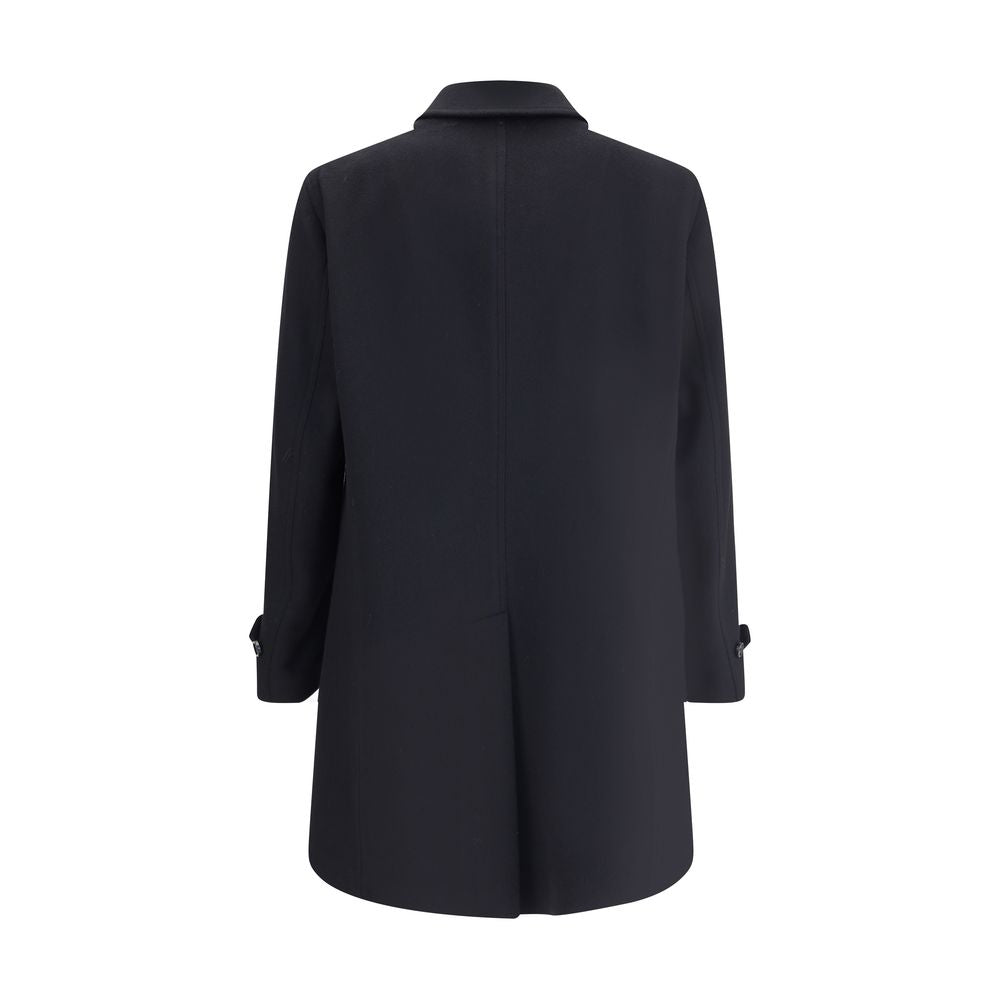 Lardini Black Fleece Wool Trench Coat | Regal Royce