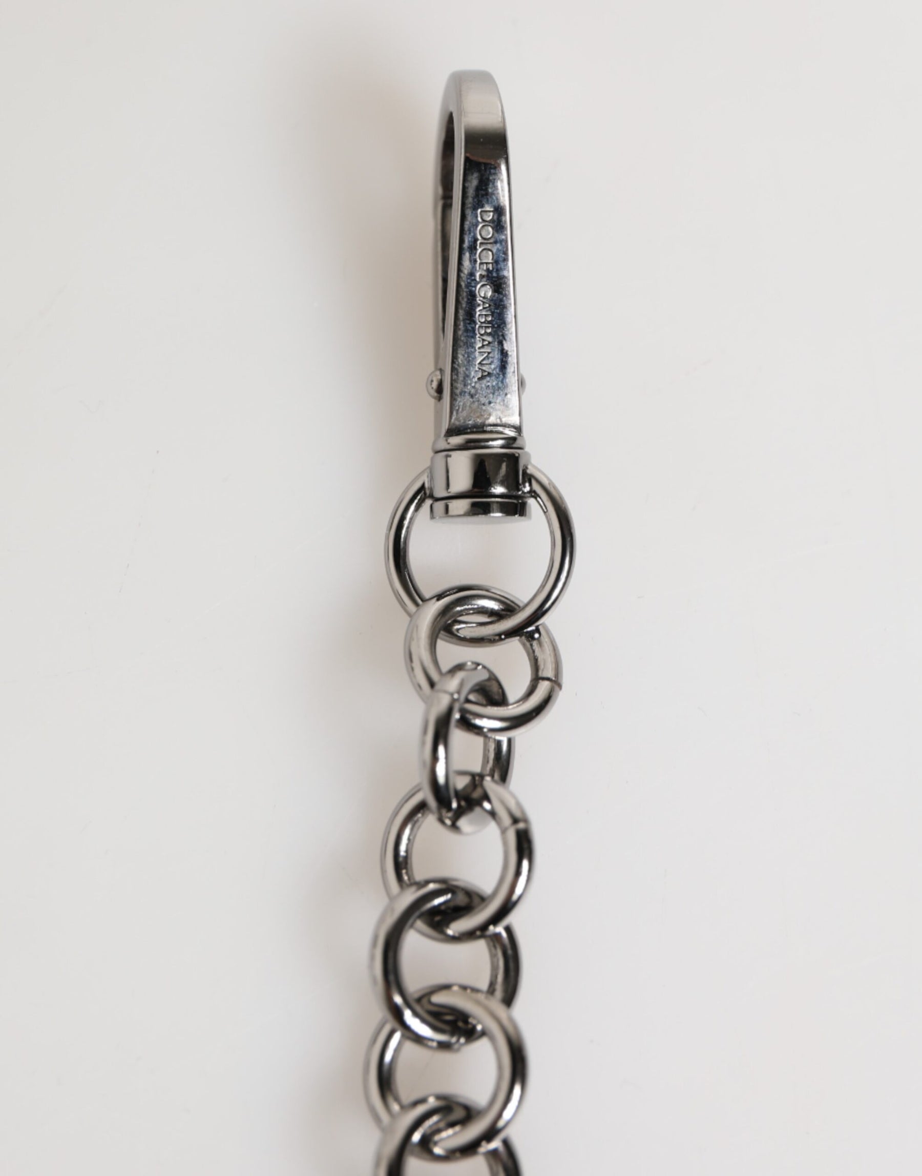 Dolce & Gabbana Black White DG Rubber Logo Silver Men Keychain Keyring | Regal Royce