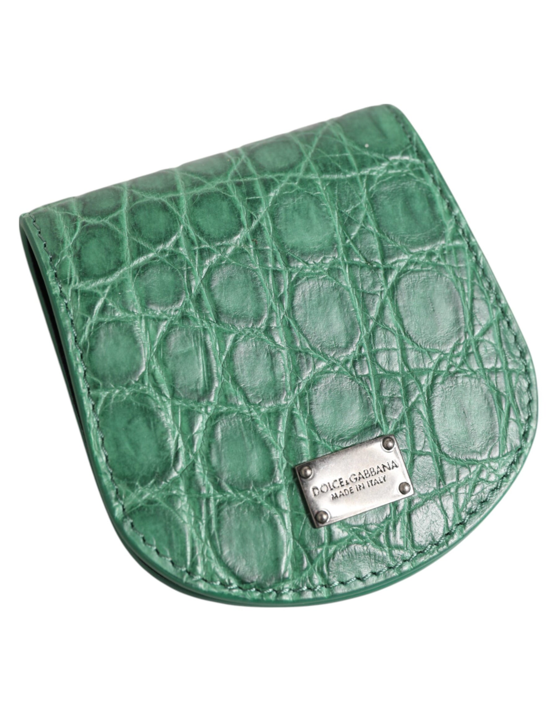 Dolce & Gabbana Green Exotic Skin Coin Condom Case Holder Pocket Wallet | Regal Royce