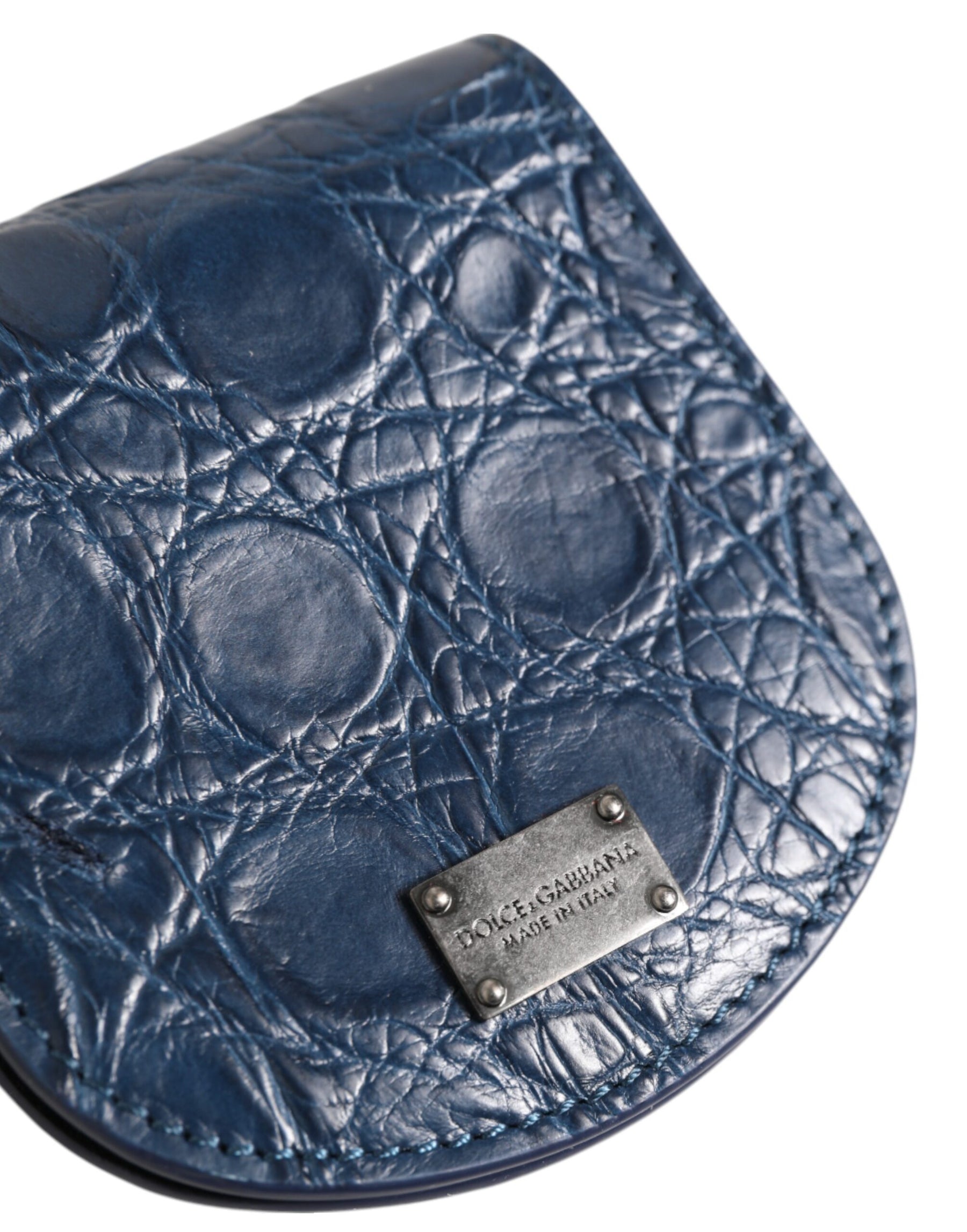 Dolce & Gabbana Blue Exotic Skin Coin Condom Case Holder Pocket Wallet | Regal Royce
