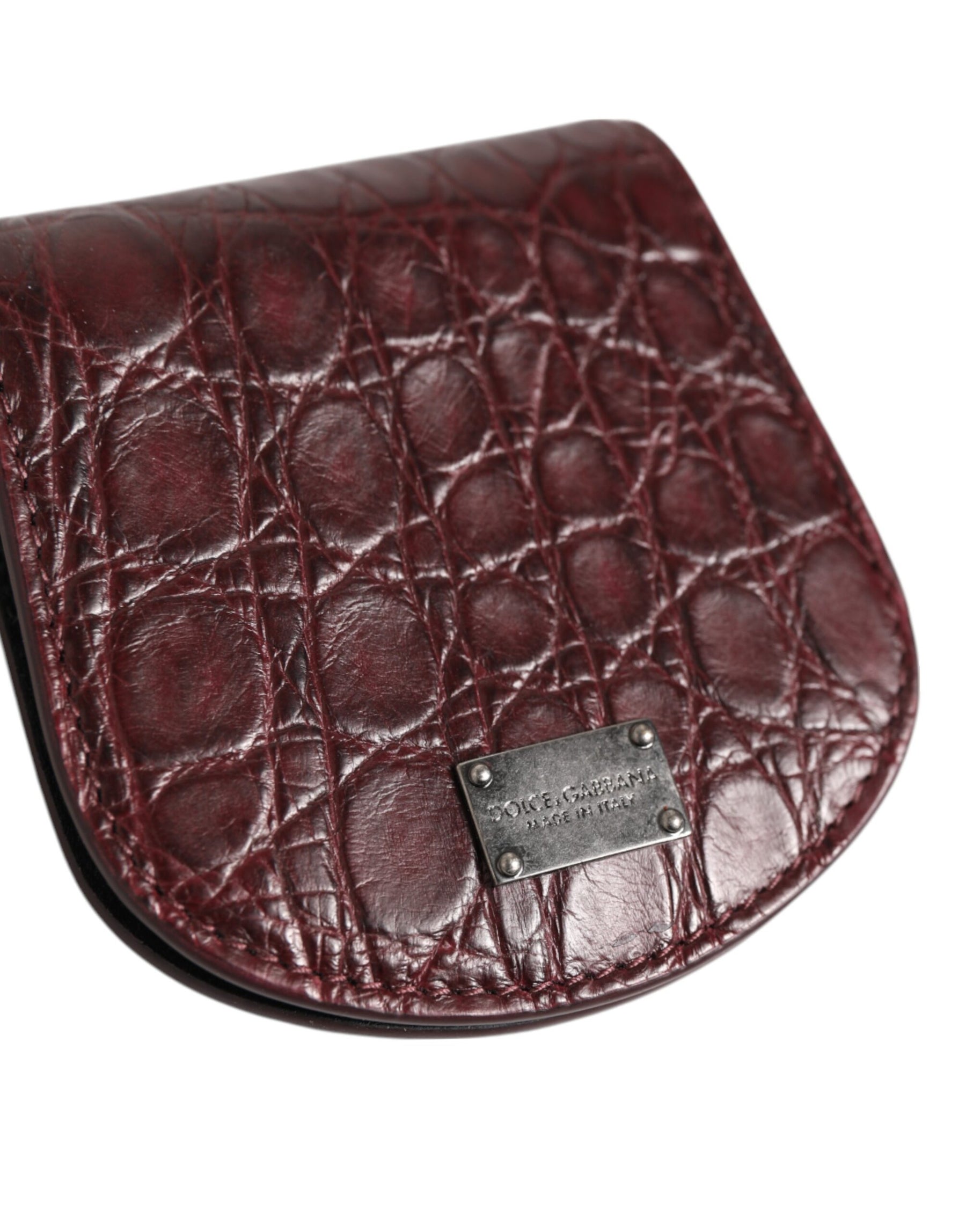 Dolce & Gabbana Burgundy Exotic Skin Coin Condom Case Holder Pocket Wallet | Regal Royce