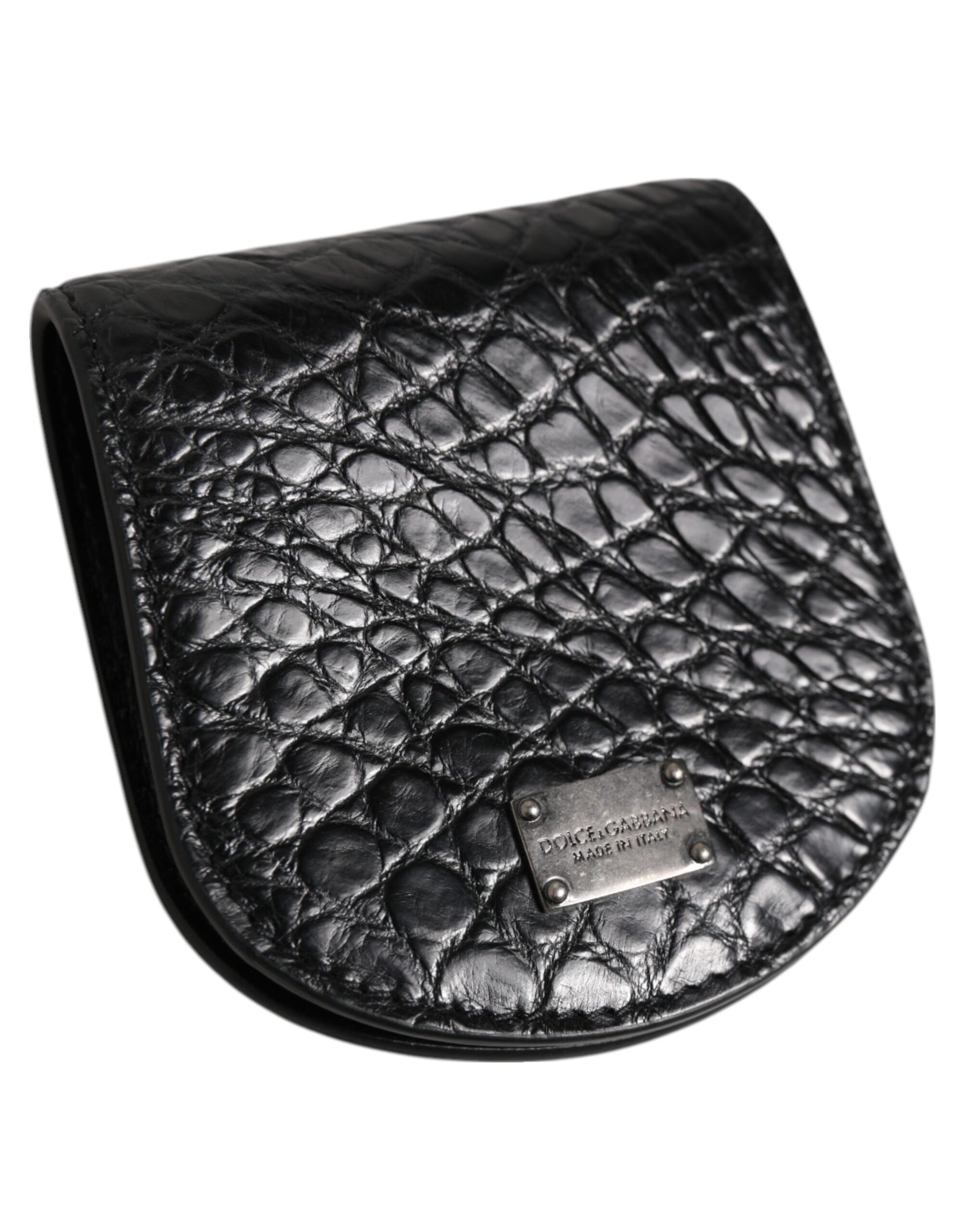 Dolce & Gabbana Black Exotic Skin Coin Condom Case Holder Pocket Wallet | Regal Royce