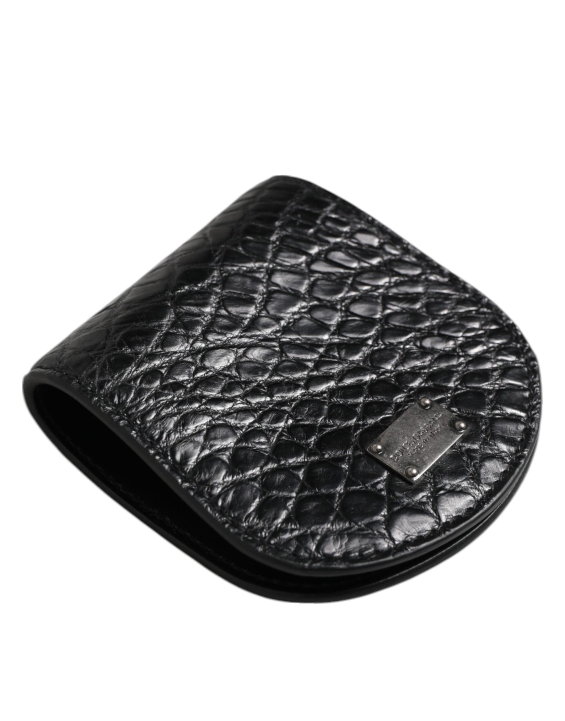 Dolce & Gabbana Black Exotic Skin Coin Condom Case Holder Pocket Wallet | Regal Royce