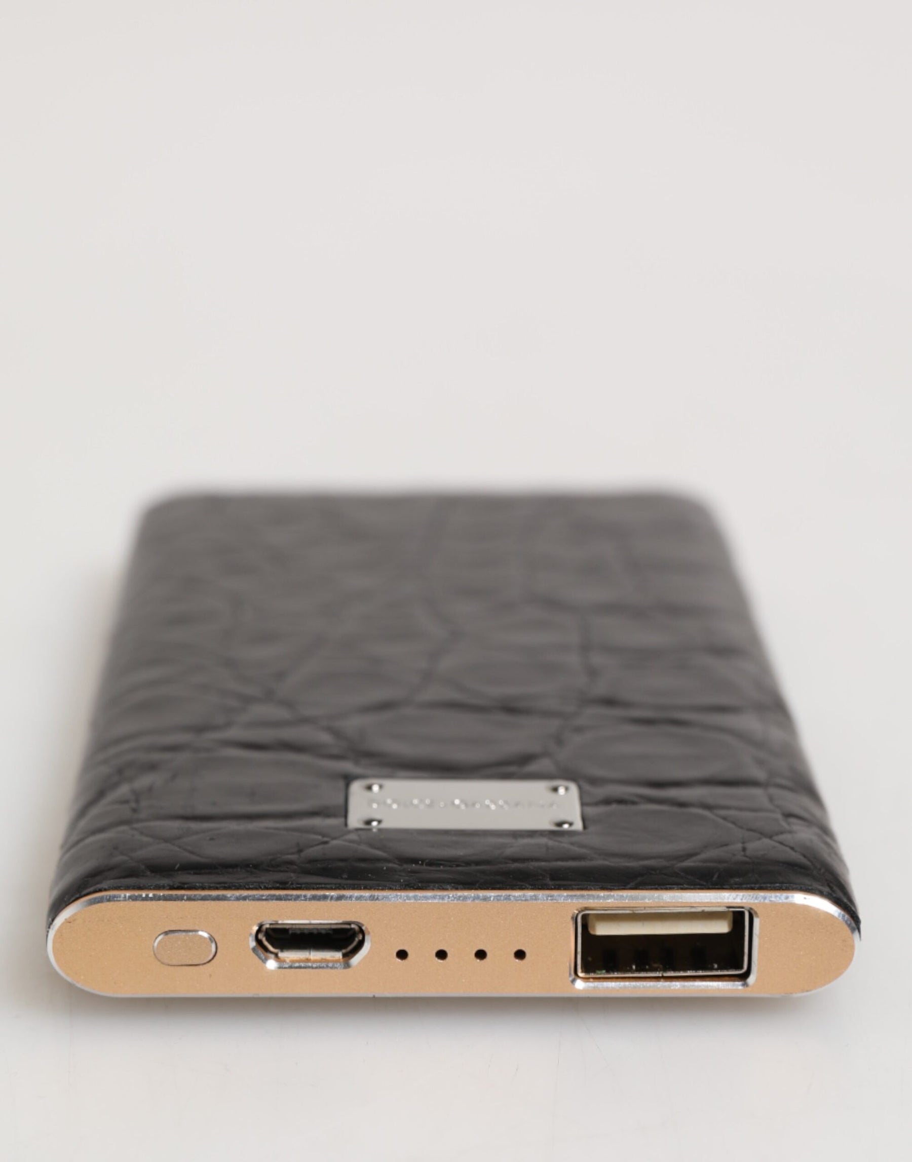 Dolce & Gabbana Black Leather Exotic Skin 3000mAh Power Bank Charger USB | Regal Royce