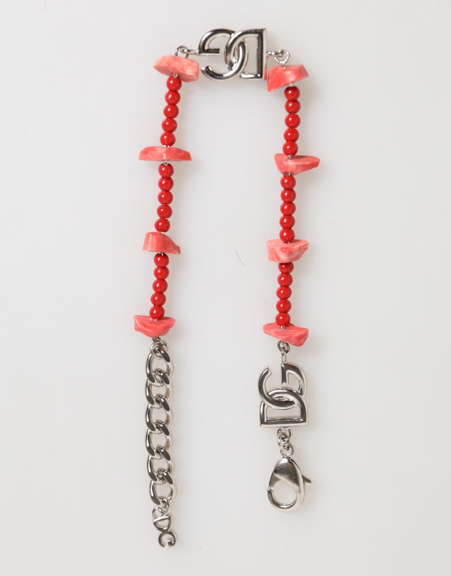 Dolce & Gabbana Silver Tone Brass Beaded Resin DG Logo Chain Men Bracelet | Regal Royce