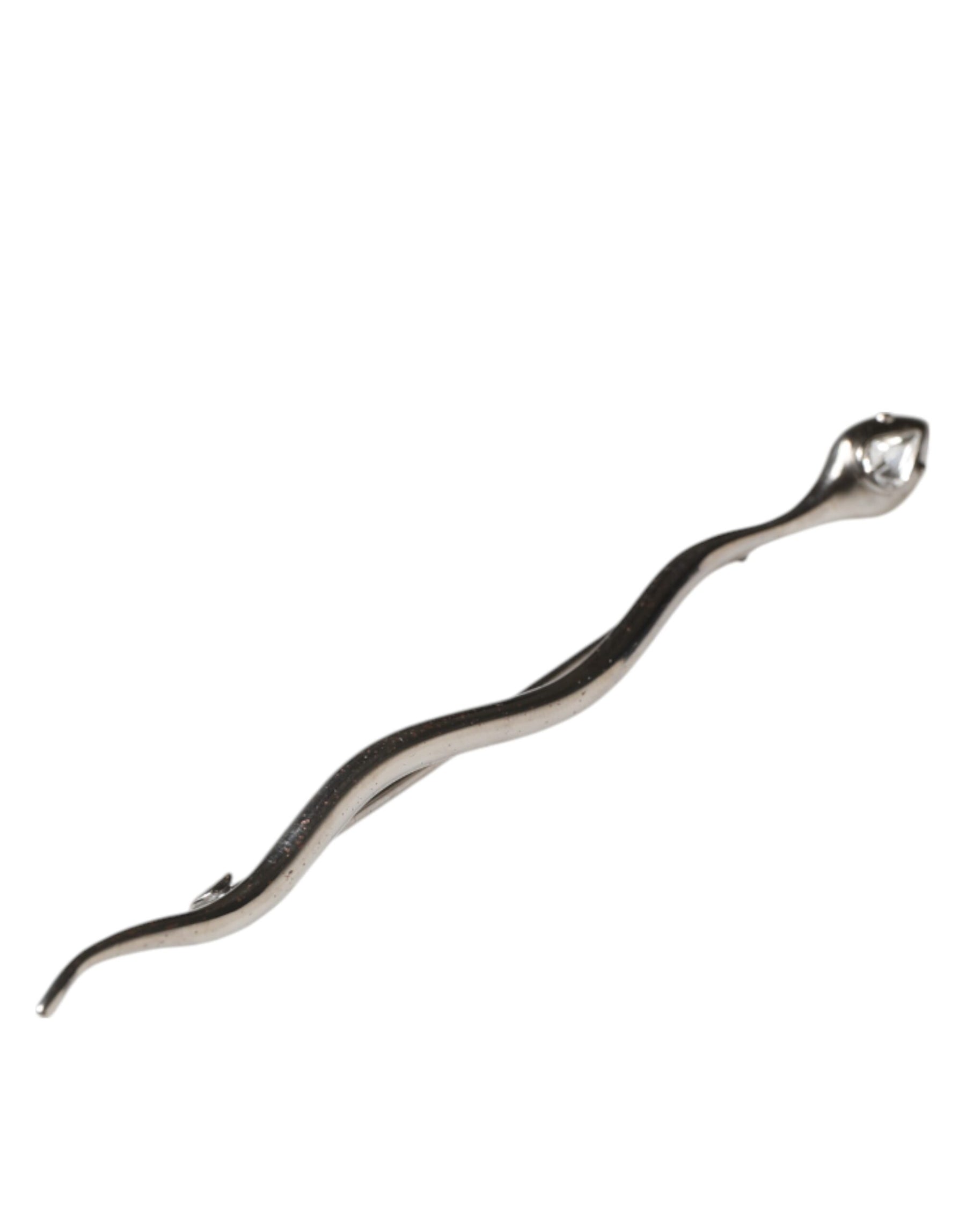 Dolce & Gabbana Silver Brass Crystal Spilla Serpente Mens Brooch Pin | Regal Royce