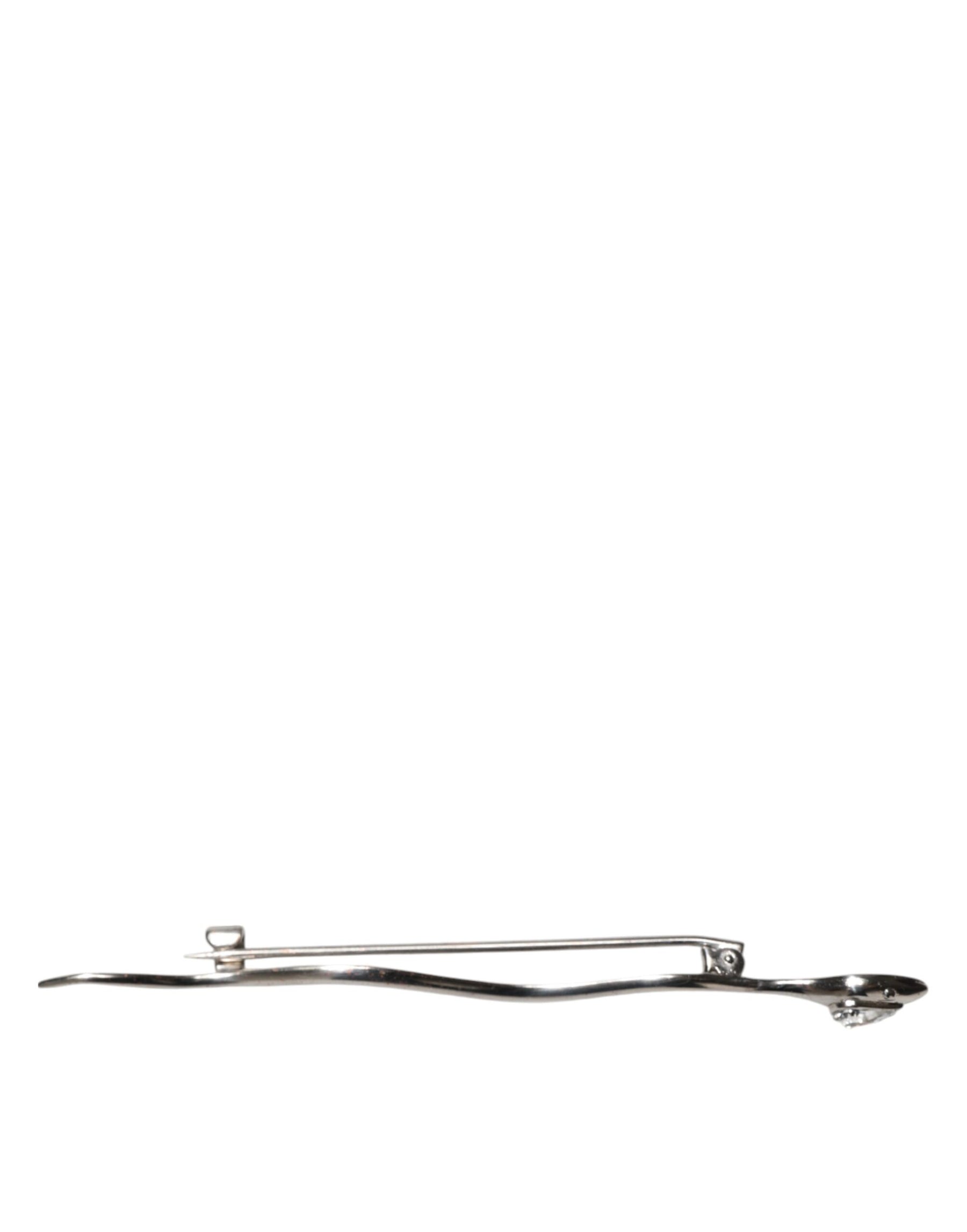Dolce & Gabbana Silver Brass Crystal Spilla Serpente Mens Brooch Pin | Regal Royce