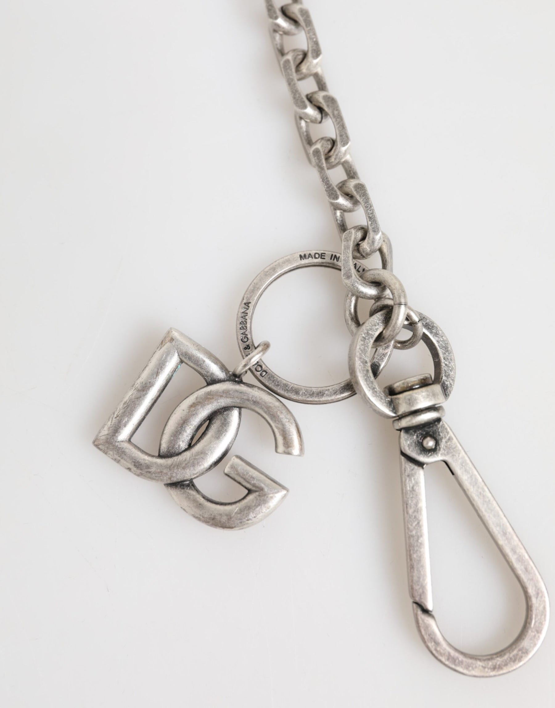 Dolce & Gabbana Silver Tone Brass DG Logo Detailing Chain Men Necklace | Regal Royce