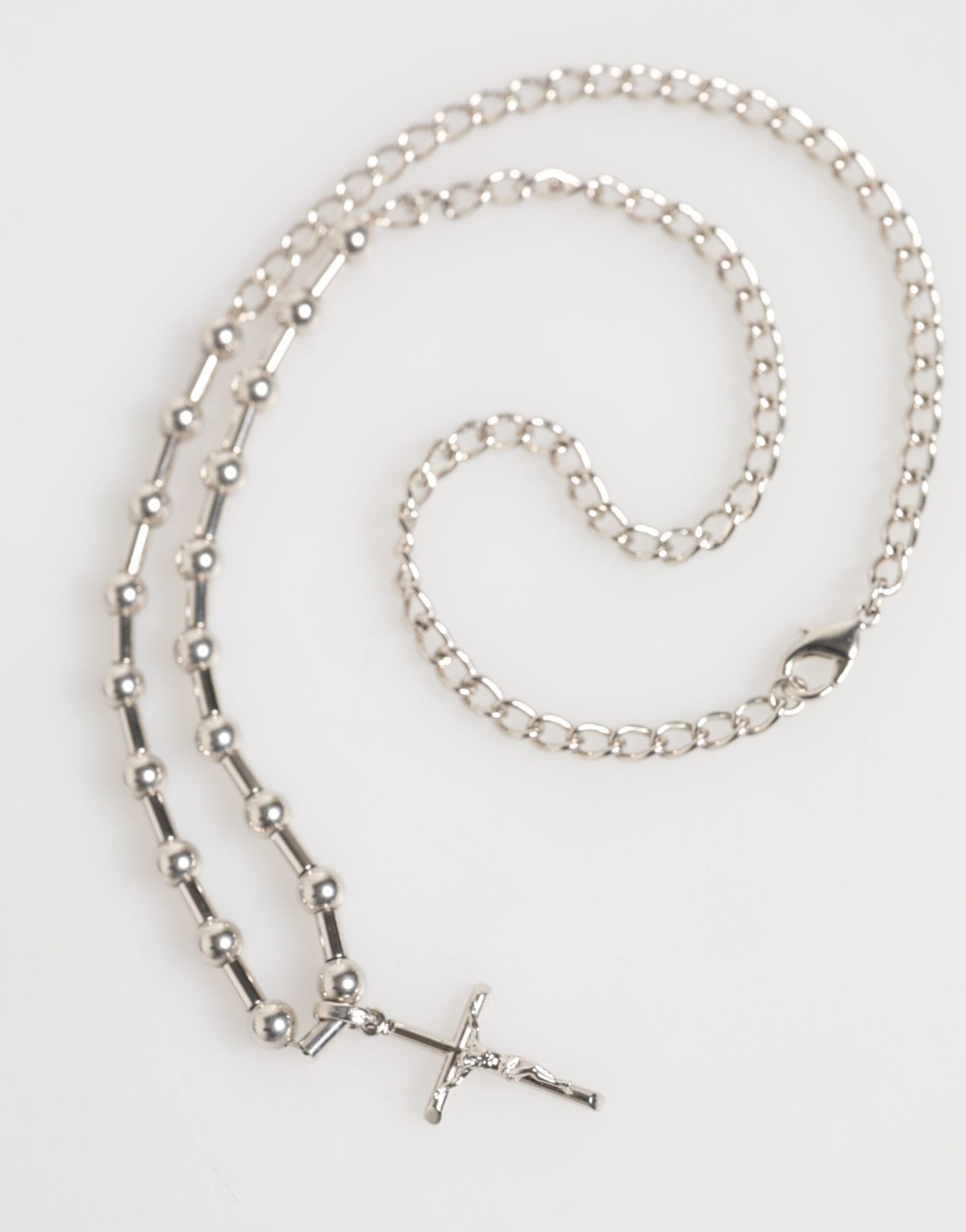 Dolce & Gabbana Silver Tone Brass Chain Religious Cross Pendant Necklace | Regal Royce
