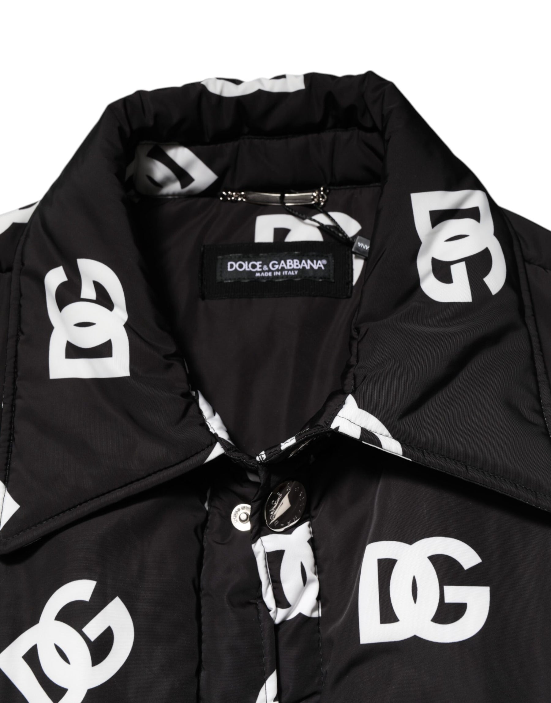 Dolce & Gabbana Black DG Monogram Nylon Windbreaker Jacket | Regal Royce