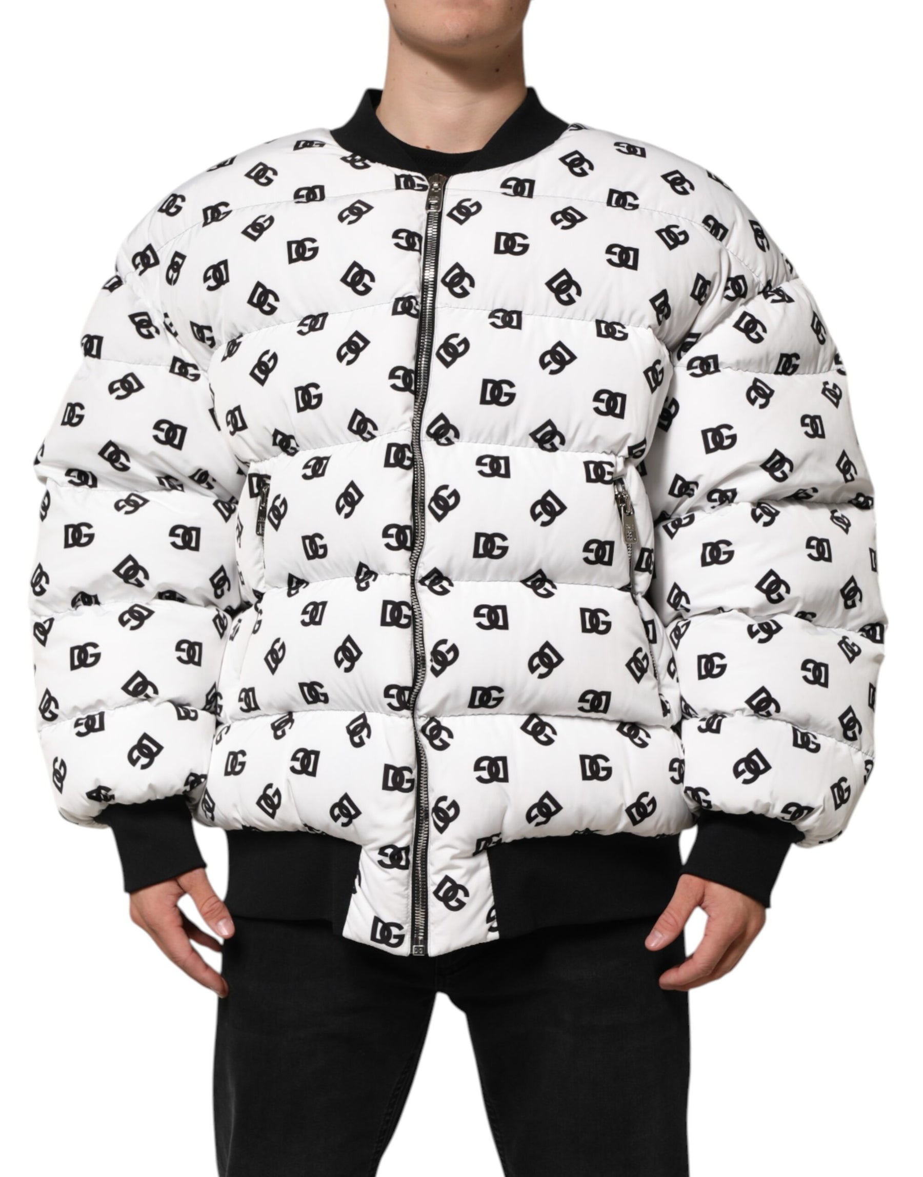 Dolce & Gabbana White DG Monogram Full Zip Quilted Jacket | Regal Royce