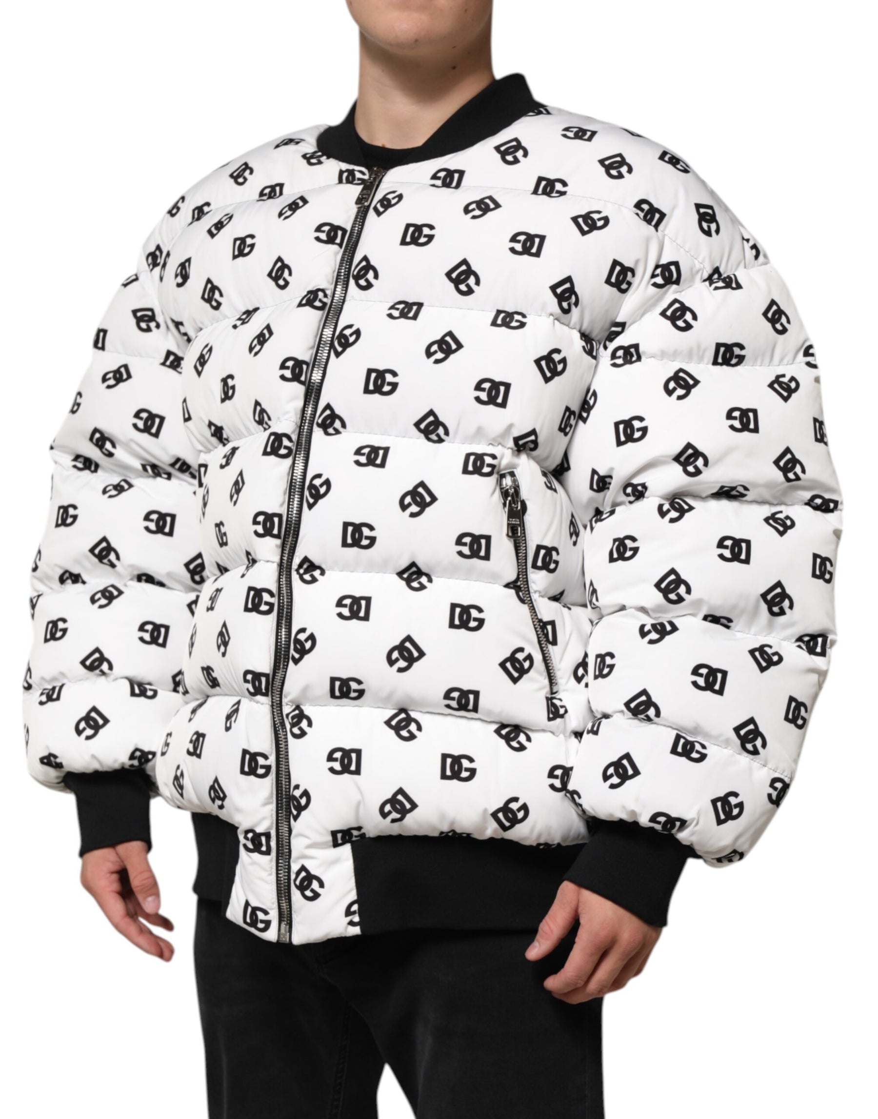 Dolce & Gabbana White DG Monogram Full Zip Quilted Jacket | Regal Royce