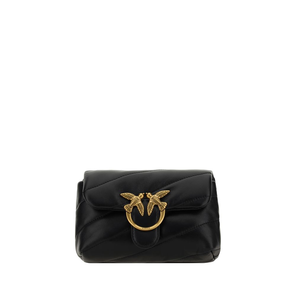 PINKO Black Calf Leather Bos Taurus Shoulder Bag | Regal Royce