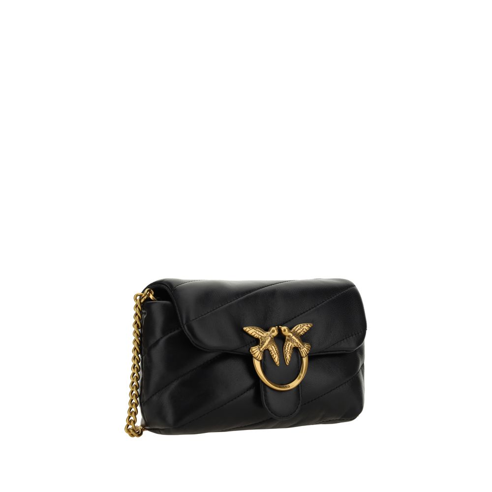 PINKO Black Calf Leather Bos Taurus Shoulder Bag | Regal Royce